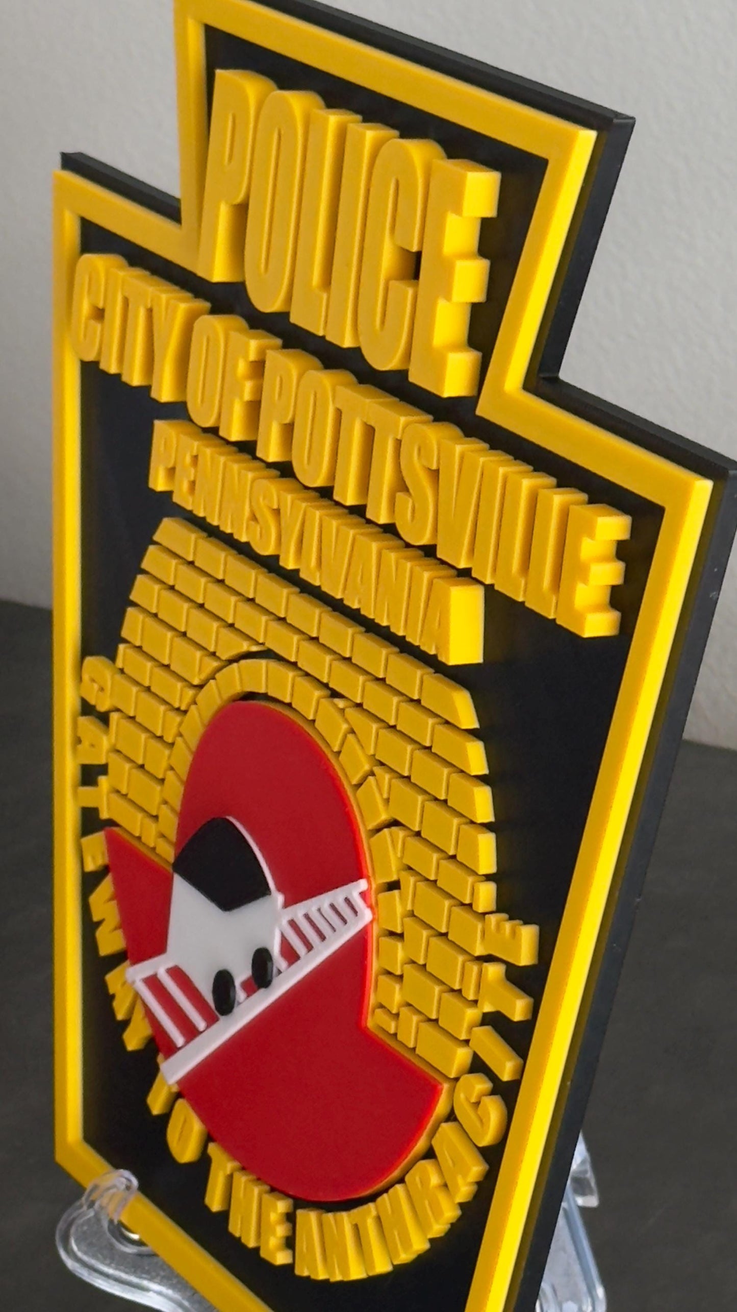 Pottsville Police Department Logo Plaque: 3D Embossed First Responder Wall Art Pennsylvania