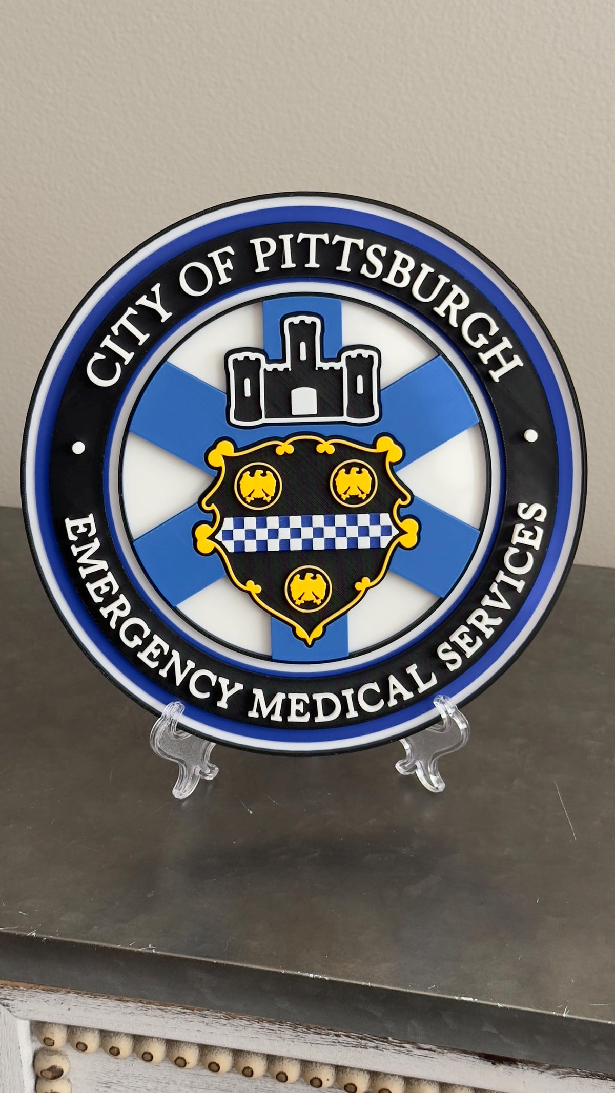 First Responder Plaque: Pittsburgh EMS 3D Embossed - Wall or Shelf Pennsylvania