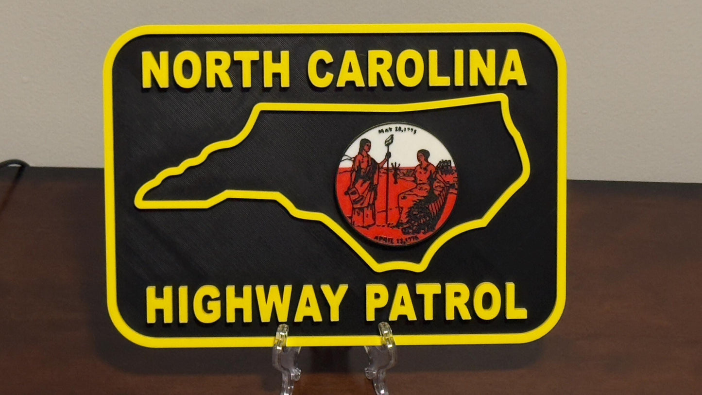 NC Highway Patrol Plaque: Bold 3D Embossed Design - Indoor Wall Decor North Carolina