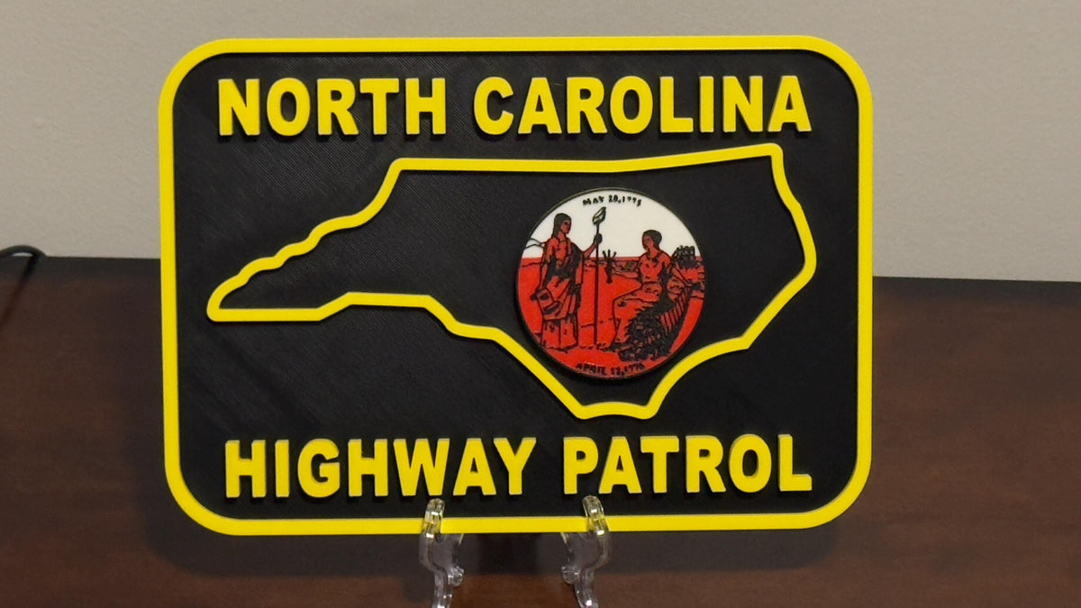 NC Highway Patrol Plaque: Bold 3D Embossed Design - Indoor North Carolina