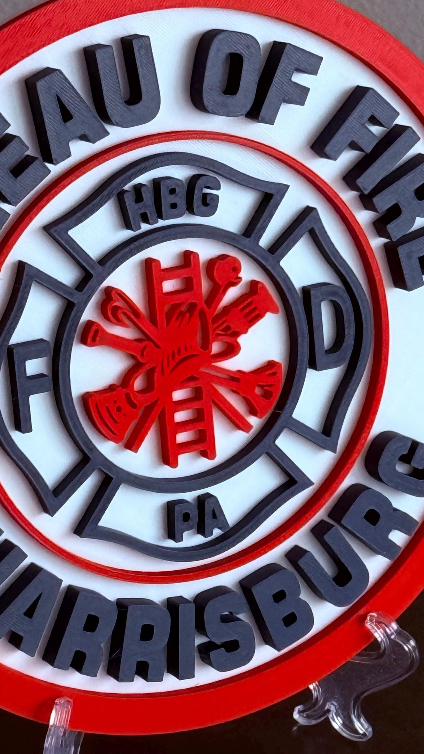Harrisburg Bureau of Fire Department 3D Embossed Plaque: First Responder Wall Art Pennsylvania