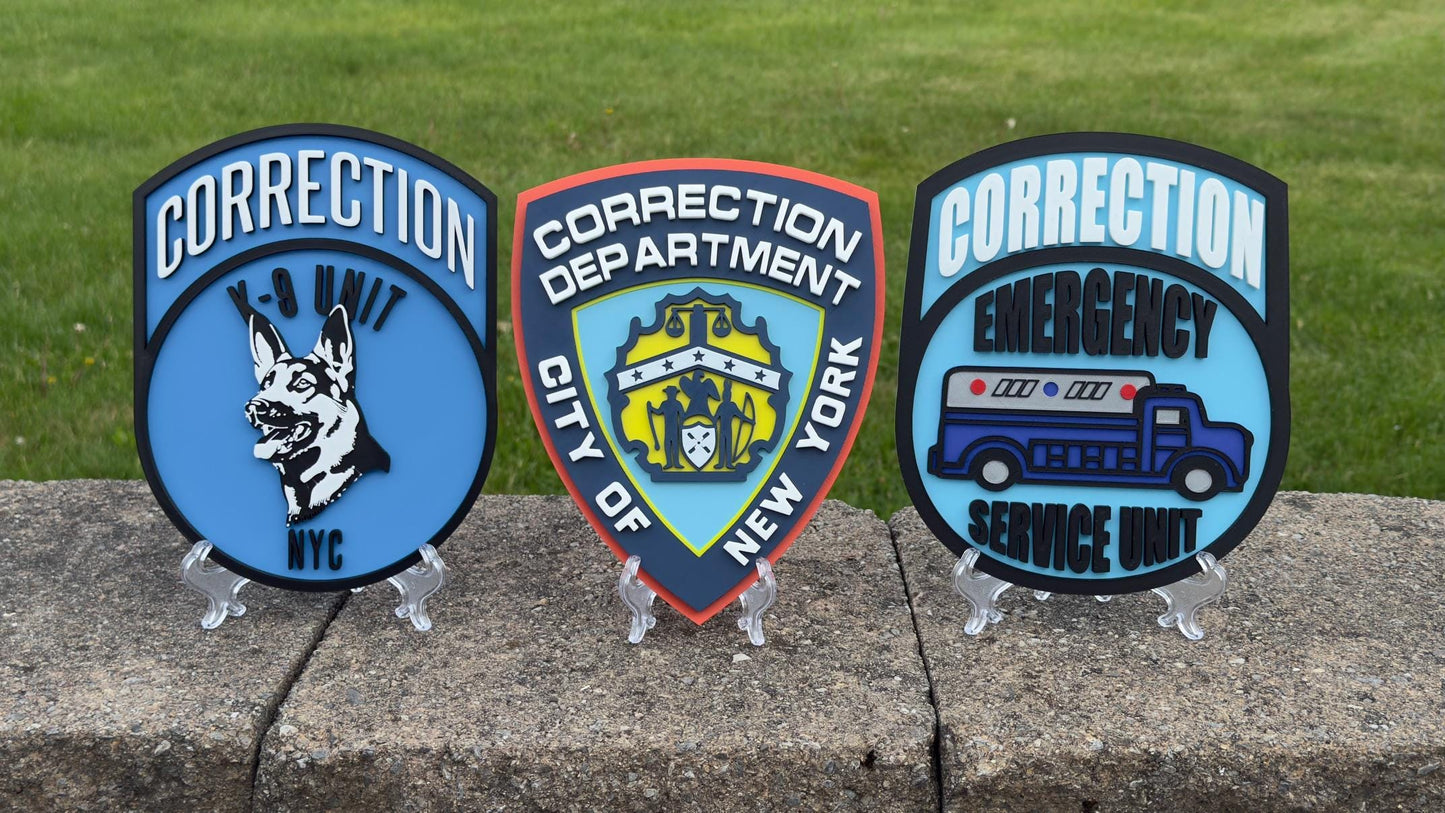 NYC DOC K9 Unit 3D Embossed Plaque: First Responder Wall Art New York