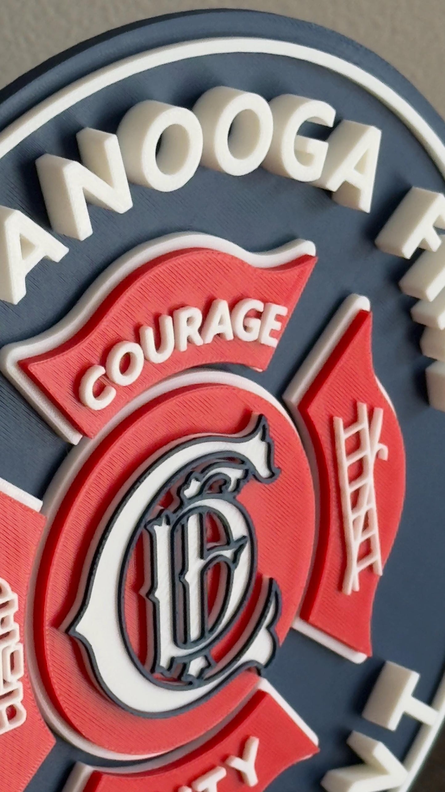 Chattanooga Fire Department 3D Embossed Display Plaque: First Responder Wall Art Tennessee