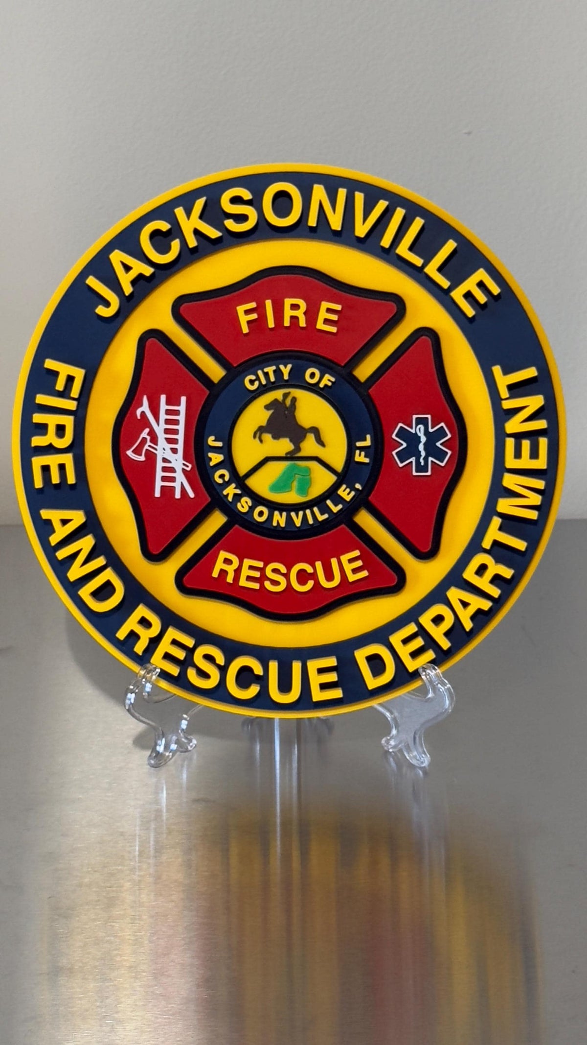 Jacksonville Fire & Rescue 3D Embossed Plaque: First Responder Display Plaque Florida