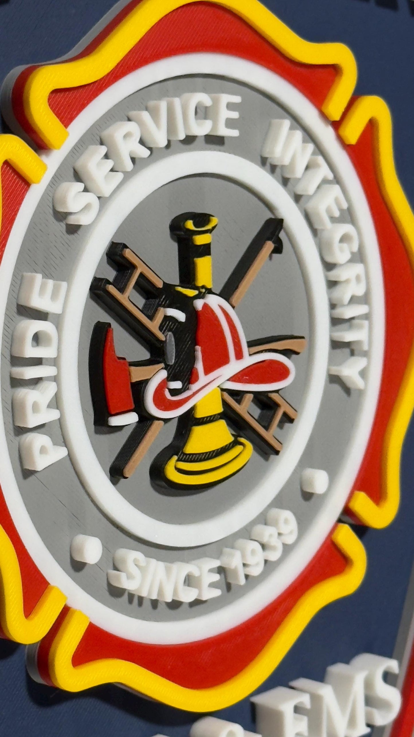 Embossed Fern Creek Fire & EMS Plaque: First Responder Wall Art Kentucky