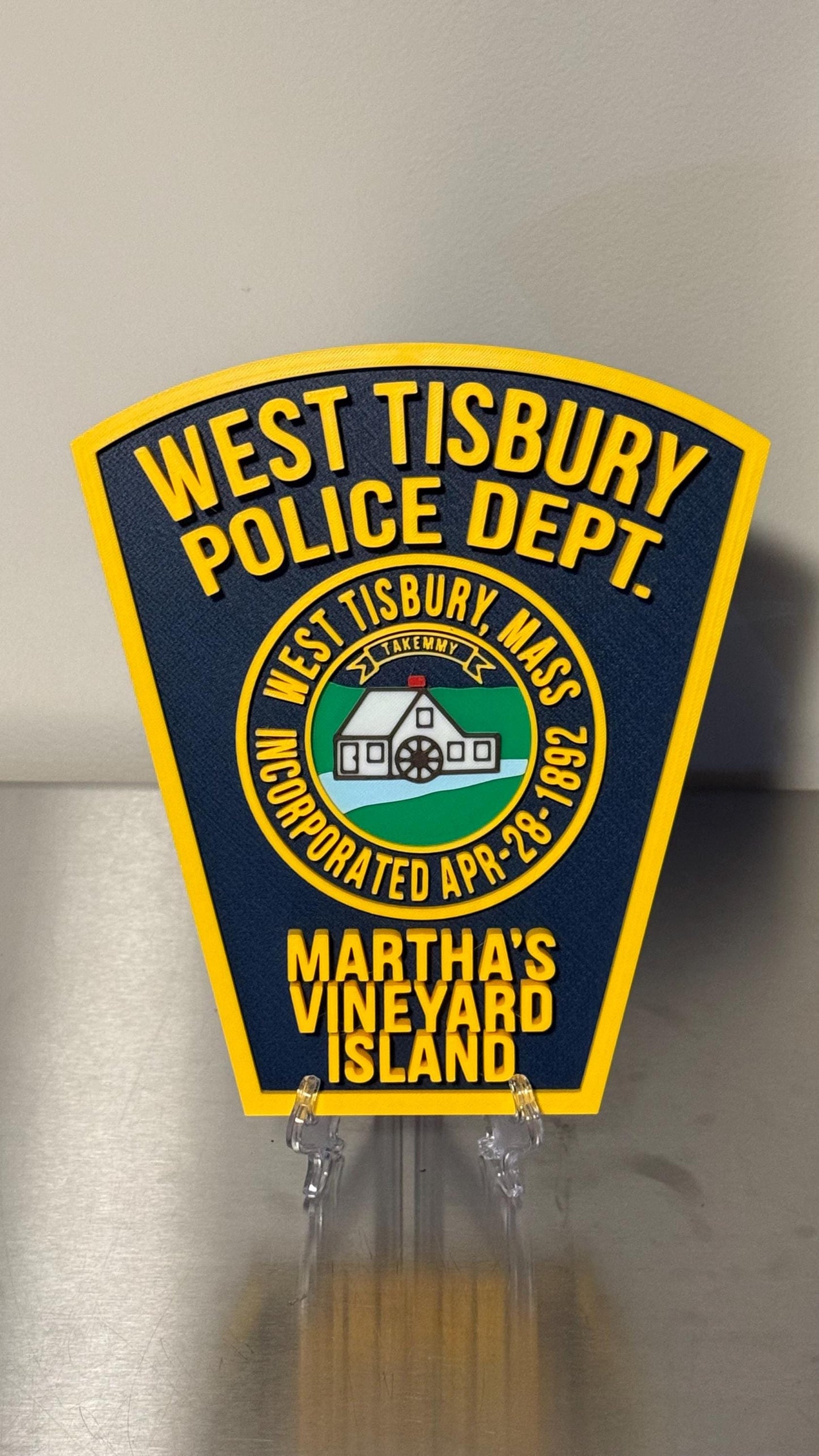 West Tisbury Police Martha's Vineyard Island 3D Plaque: First Responder Wall Art Massachusetts