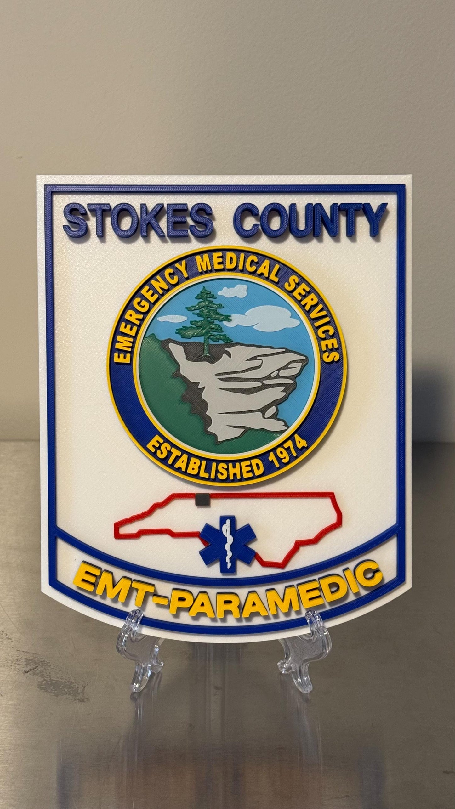 Stokes County EMS 3D Embossed Plaque - First Responder Wall Art NC