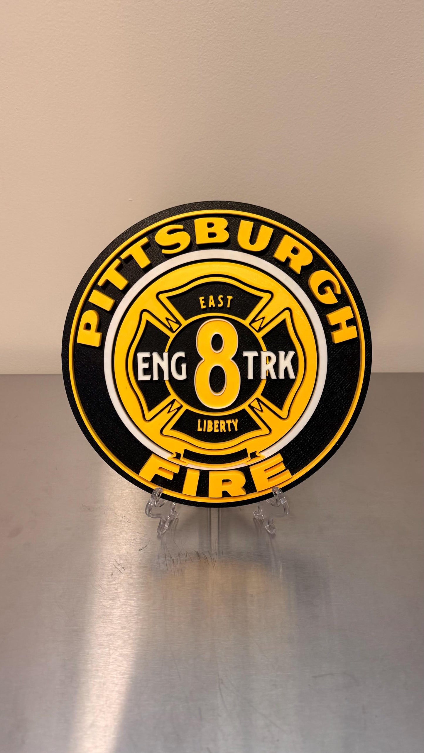 Pittsburgh Fire Department Engine 8 Truck 8 3D Embossed Plaque: First Responder Wall Art Pennsylvania