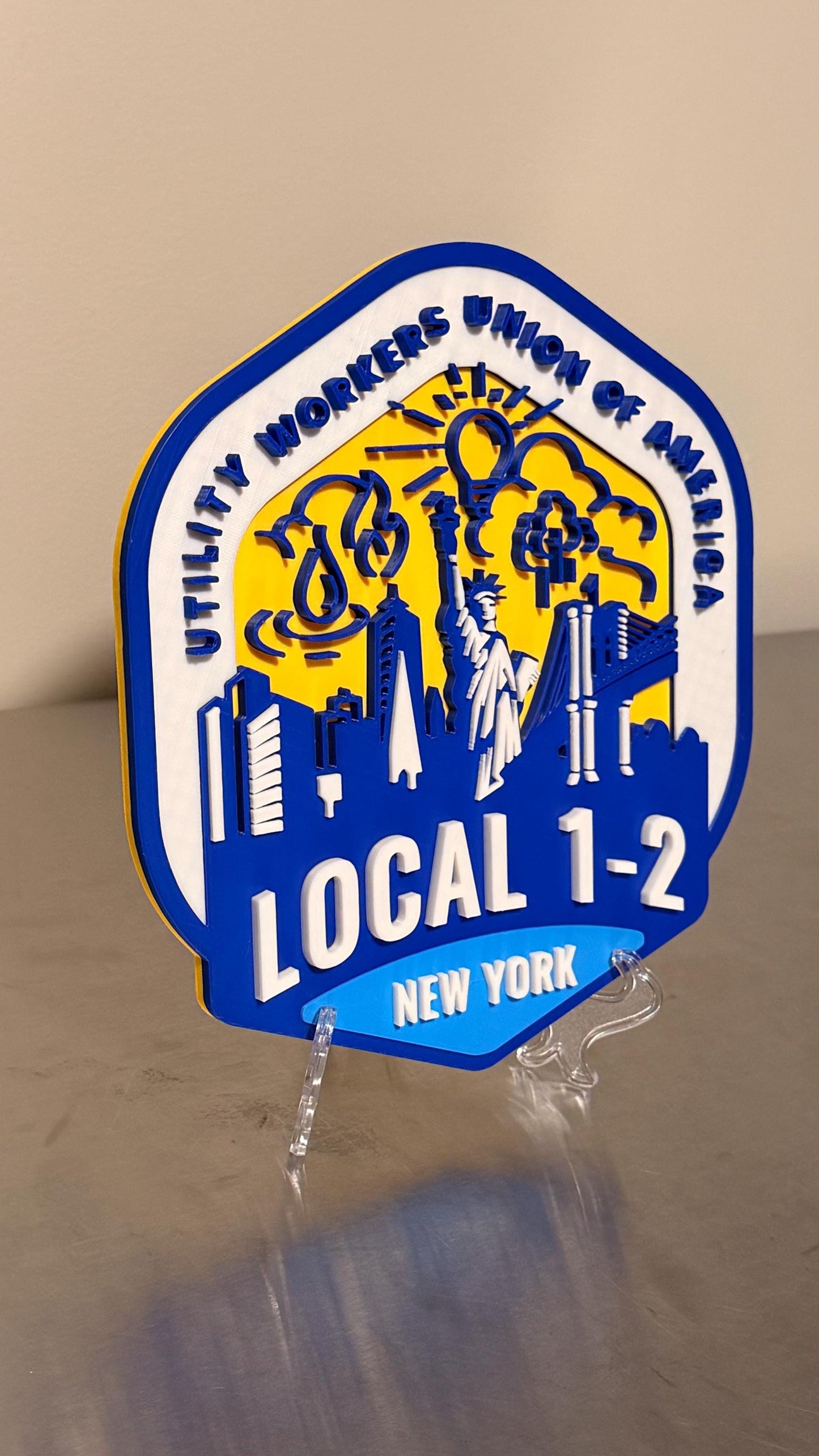 UWUA Local 1-2 3D Embossed Display Plaque Utility Workers Union Of America
