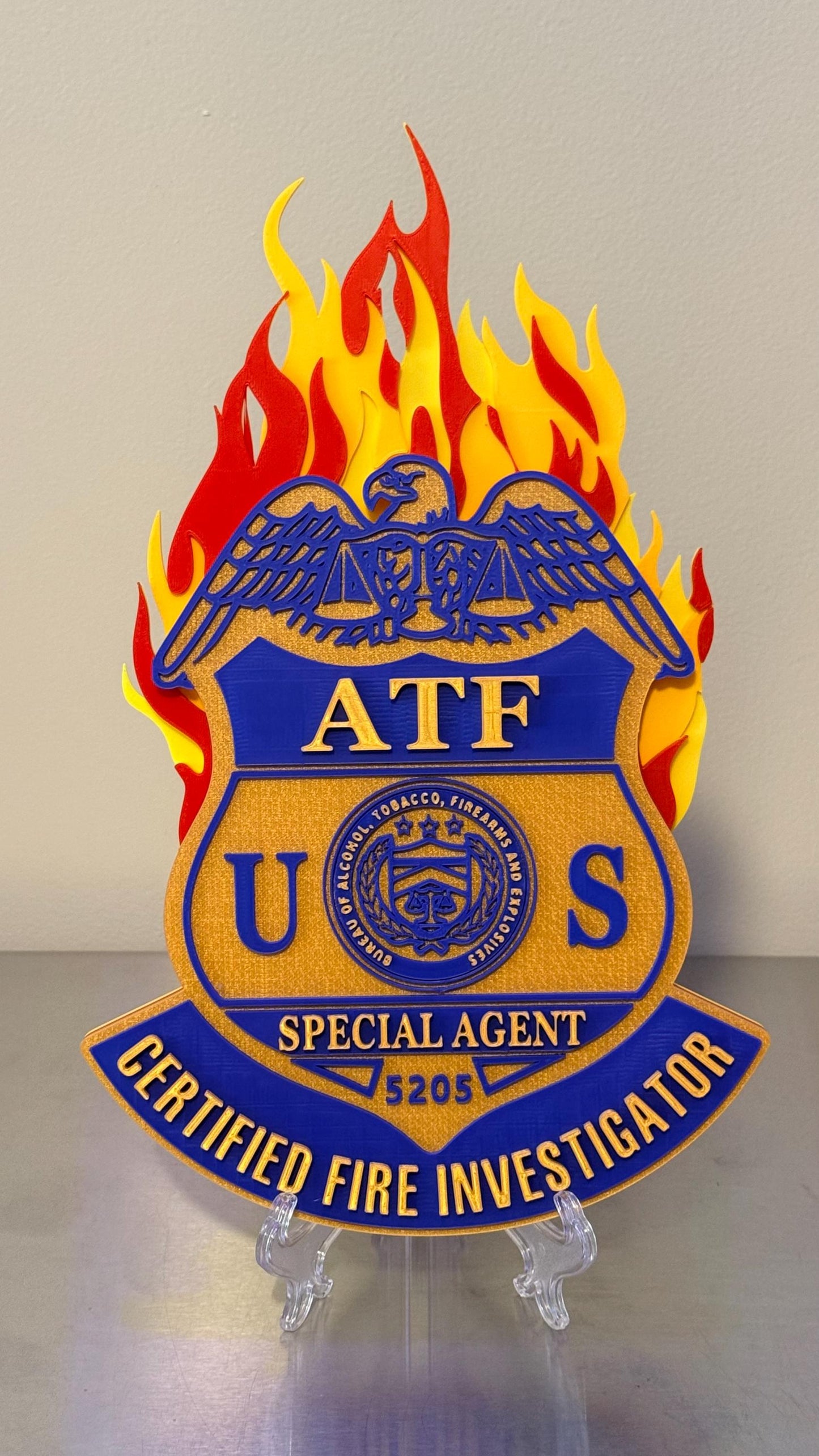 ATF Special Agent Certified Fire Investigator 13" Badge Display: 3D Embossed Police Plaque - Customs Alcohol Tobacco Firearms Government