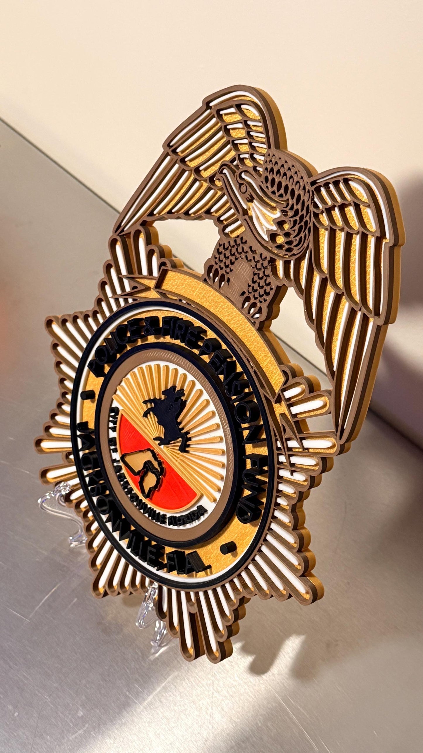 Jacksonville Police & Fire Pension Fund 3D Embosed Plaque First Responder Wall Art Florida