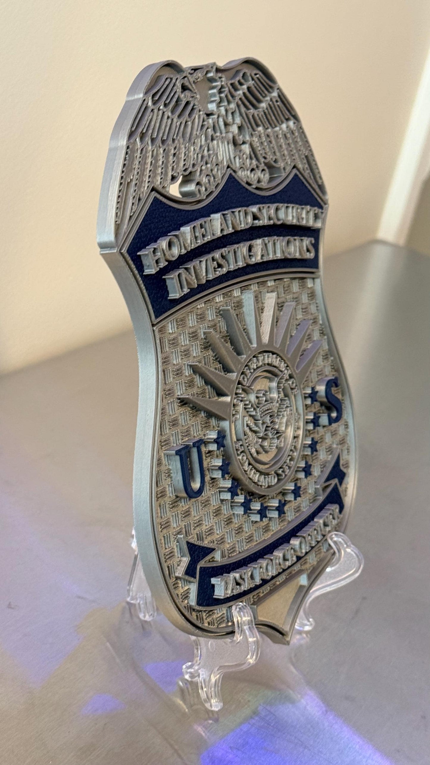 HSI Homeland Security Investigations Badge Display: 3D Embossed Police Plaque - Government ICE