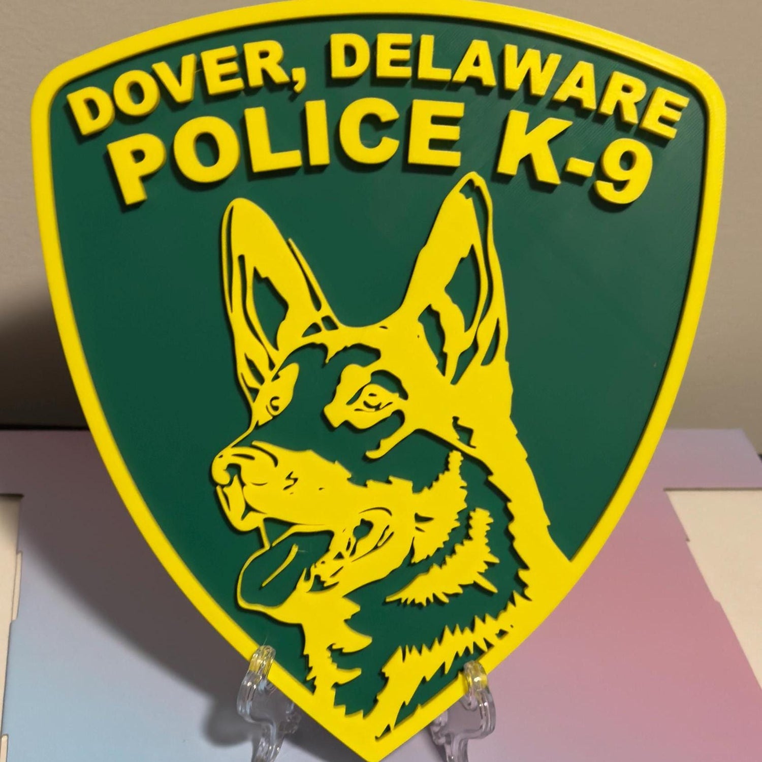 Dover Delaware Police K9 Logo 3D Embossed Plaque: First Responder Wall Art