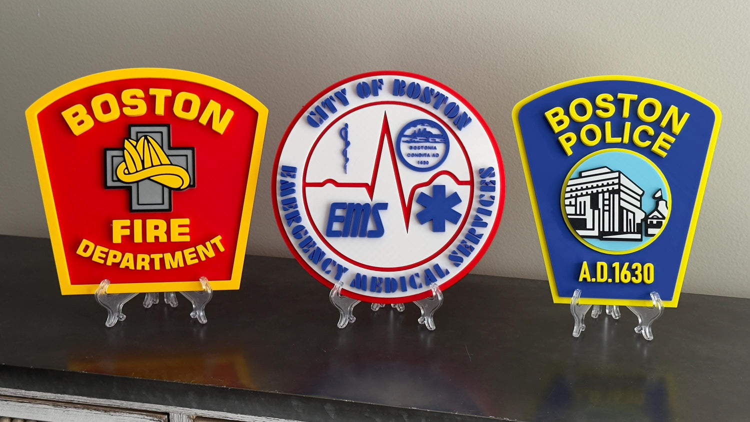 Boston EMS 3D Display Plaque: First Responder Wall Art MA Massachusetts