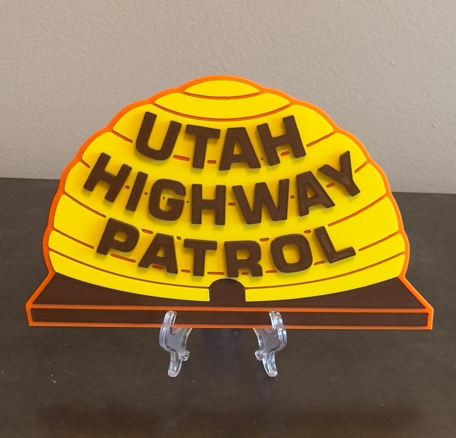 Utah Highway Patrol Bee Hive Plaque: 3D Embossed First Responder Wall Art