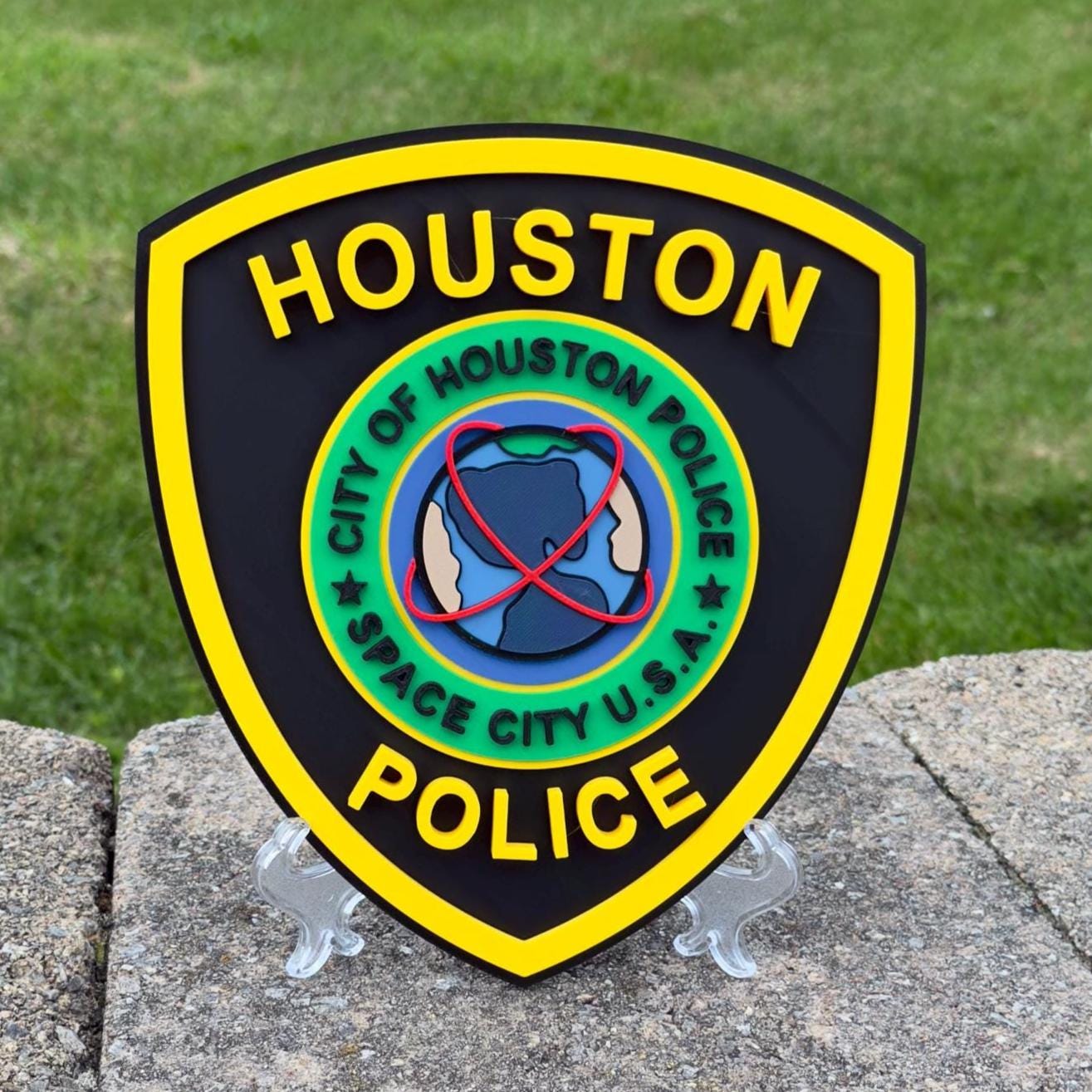 Houston Police 3D Embossed Plaque: First Responder Wall Art Texas