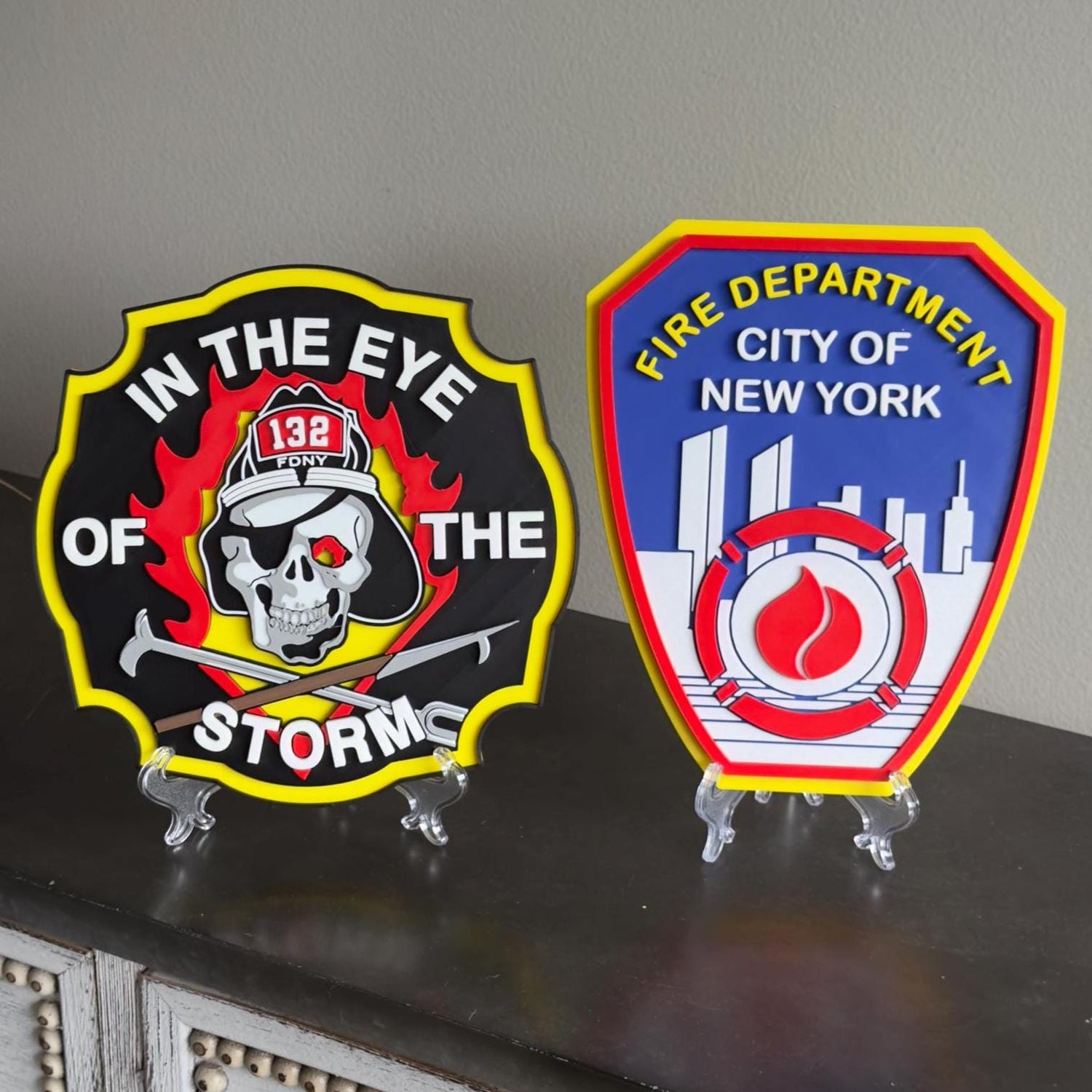 FDNY Ladder 132 3D Embossed Plaque: Firefighter Gift, First Responder Decor