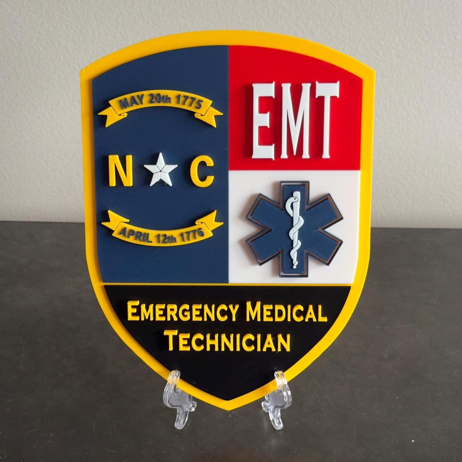 North Carolina EMT EMS Display Plaque: First Responder Wall Art