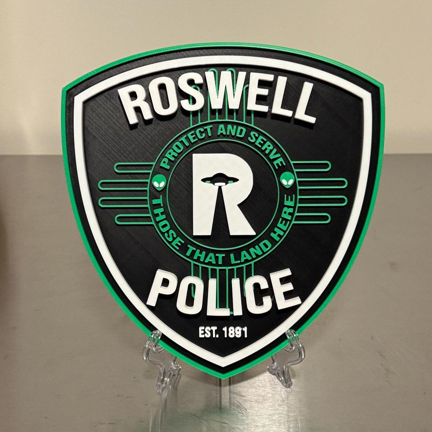 Roswell Police Department Plaque: 3D Embossed New Mexico Wall Art