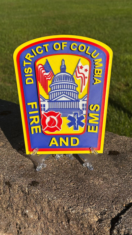 DC Fire & EMS 3D Display Plaque: First Responder Wall Art Firefighter Gift D.C.