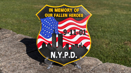 NYPD 9-11 Tribute Plaque: World Trade Center First Responder Wall Art