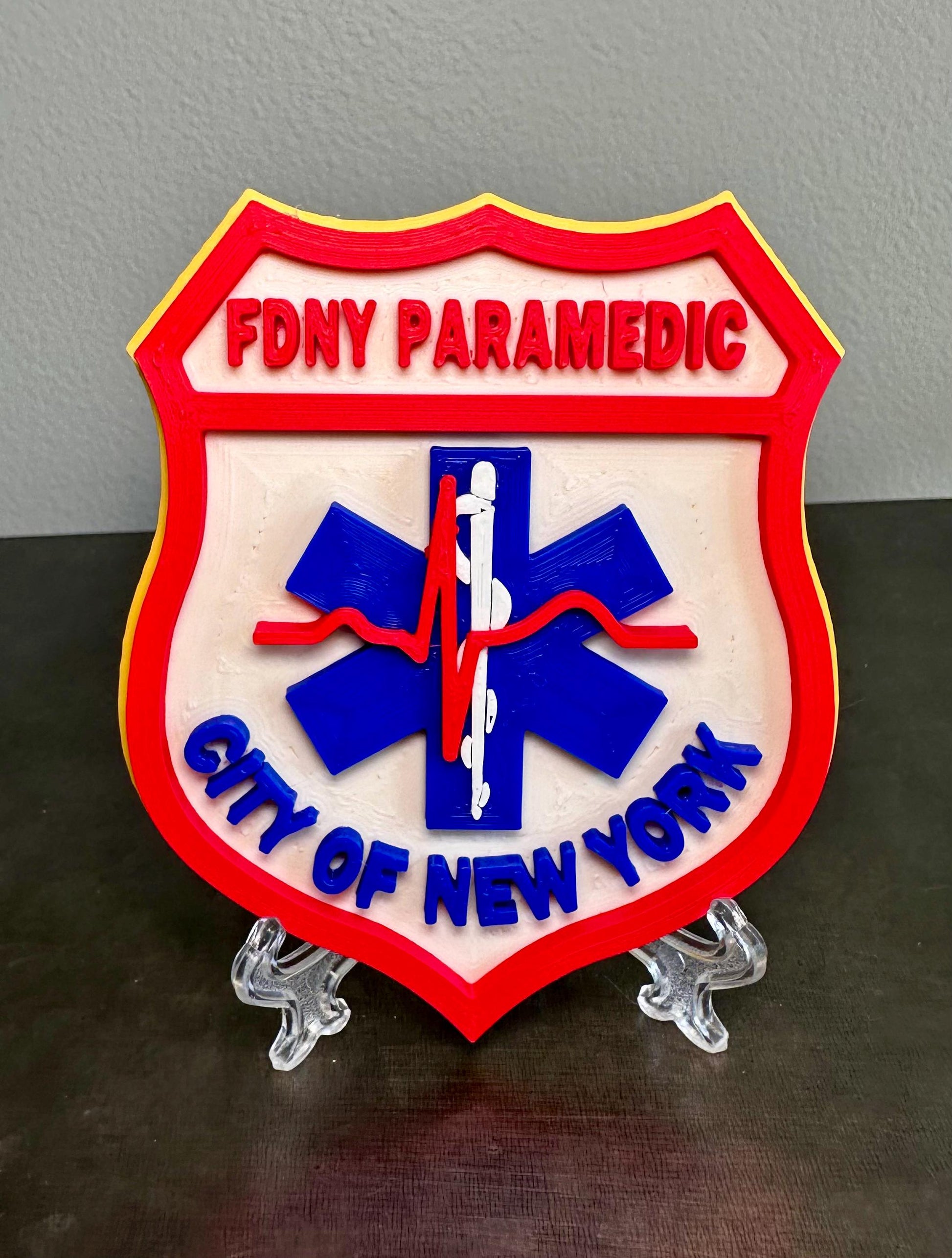 FDNY Paramedic 3D Embossed Plaque: First Responder Wall Art NYC NYCEMS