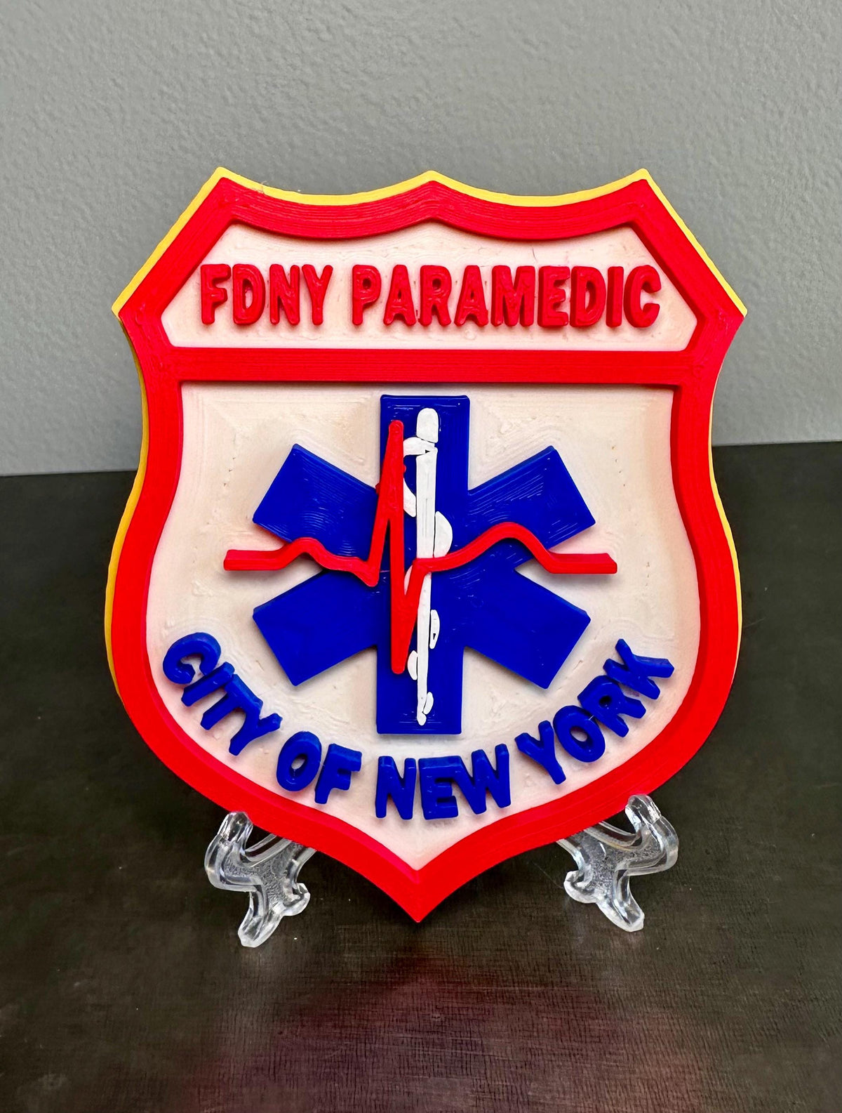FDNY Paramedic 3D Embossed Plaque: First Responder Display Plaque NYC NYCEMS
