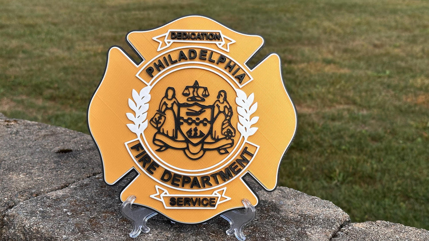Philadelphia Fire Department 3D Embossed Plaque: First Responder Wall Art Pennsylvania
