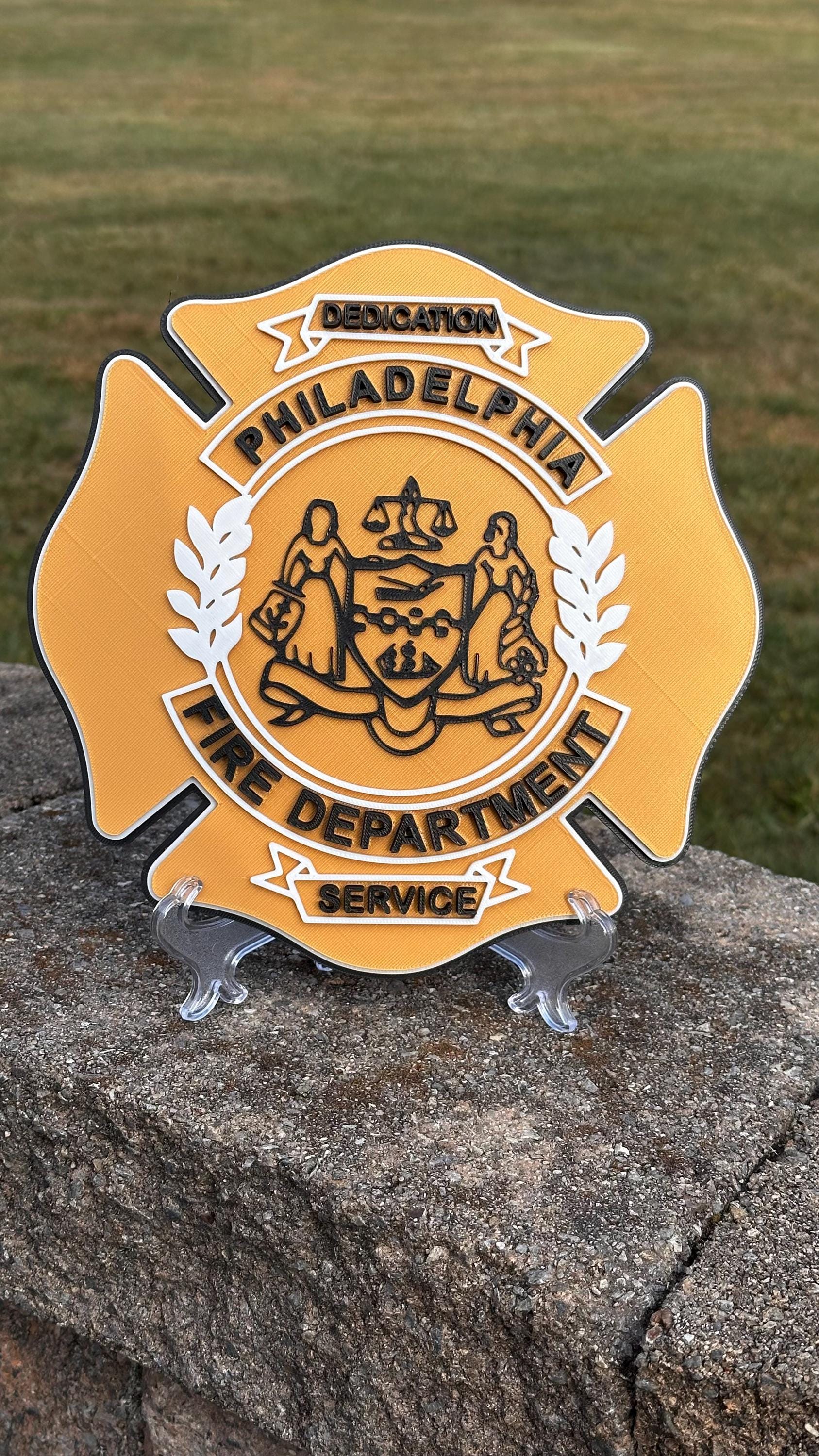 Philadelphia Fire Department 3D Embossed Plaque: First Responder Wall Art Pennsylvania