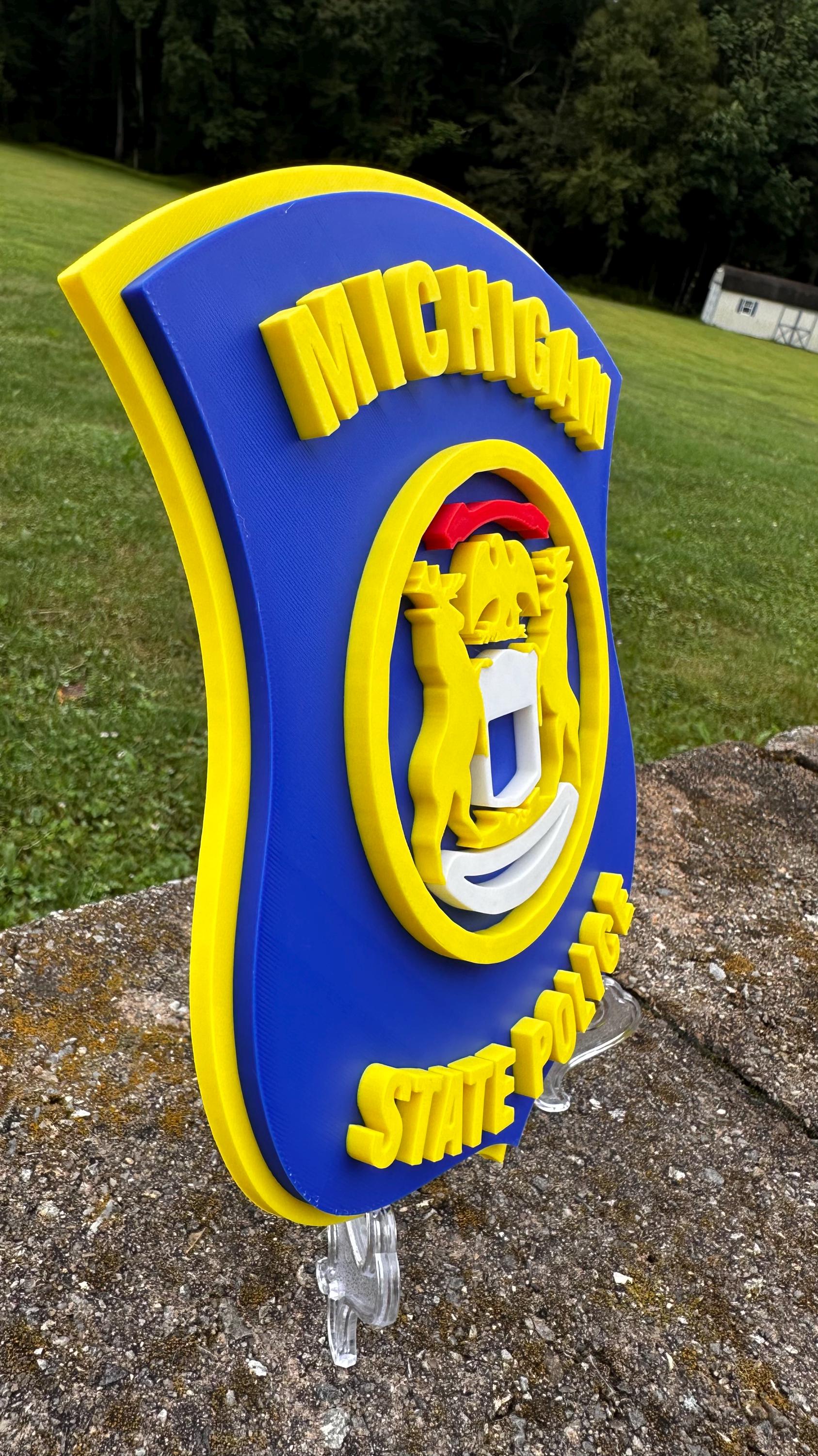 Police Wall Plaque: Michigan State 3D Embossed Design (9" Display)