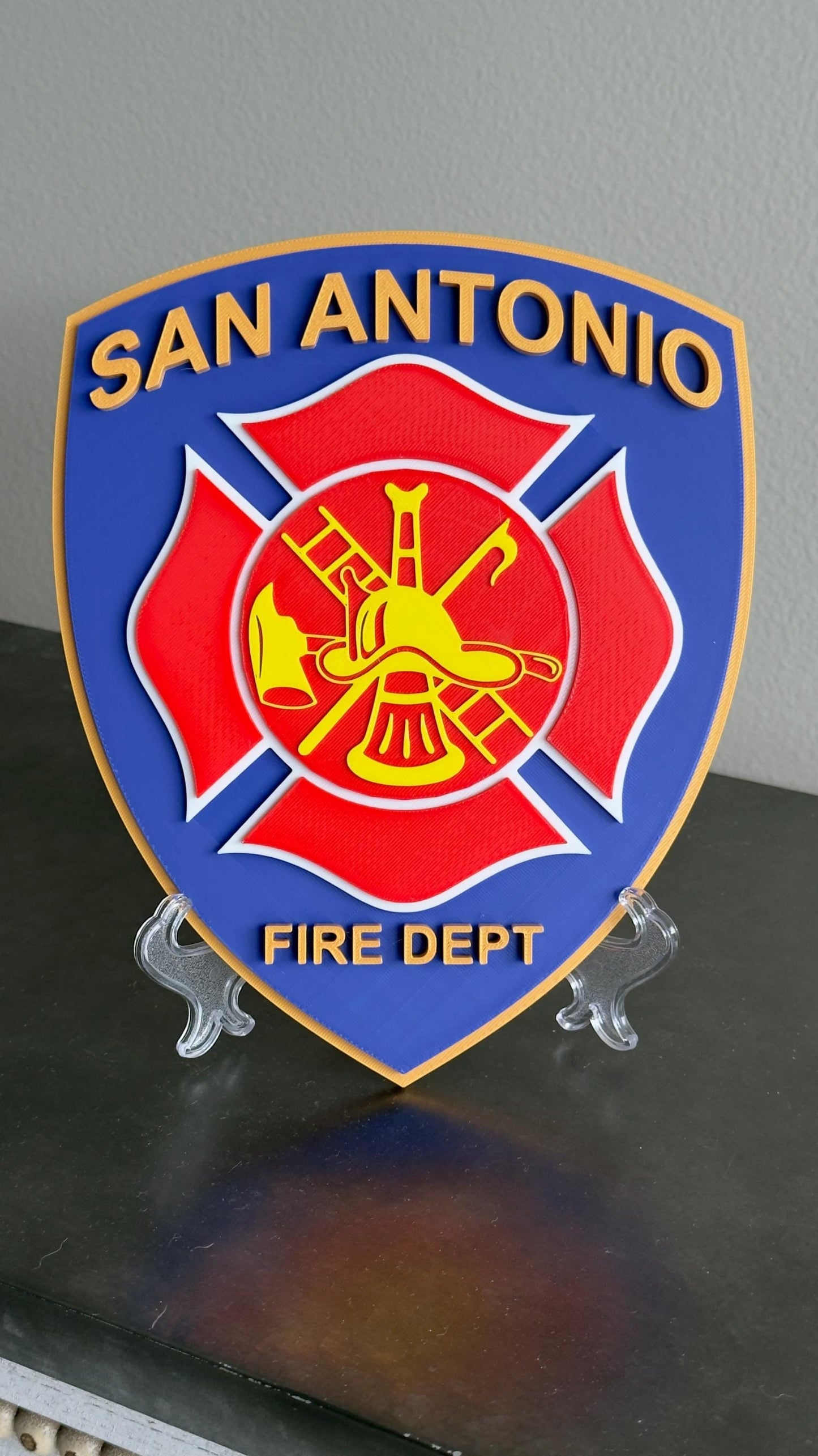 San Antonio Fire Department 3D Embossed Plaque - First Responder Wall Art Texas