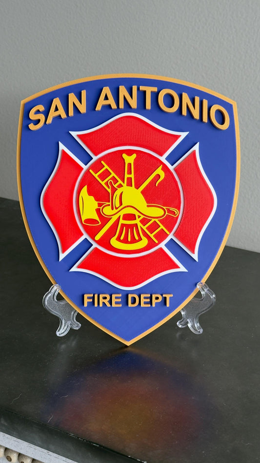 San Antonio Fire Department 3D Embossed Plaque - First Responder Wall Art Texas