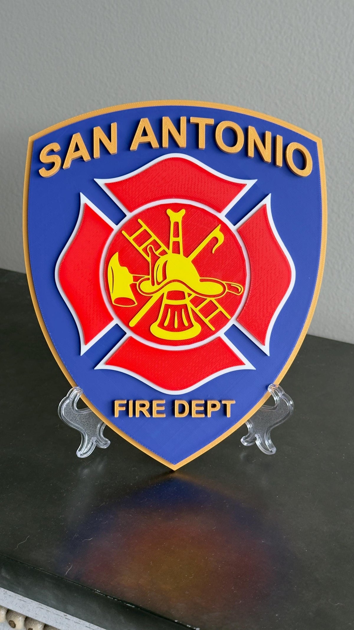 San Antonio Fire Department 3D Embossed Plaque - First Responder Display Plaque Texas