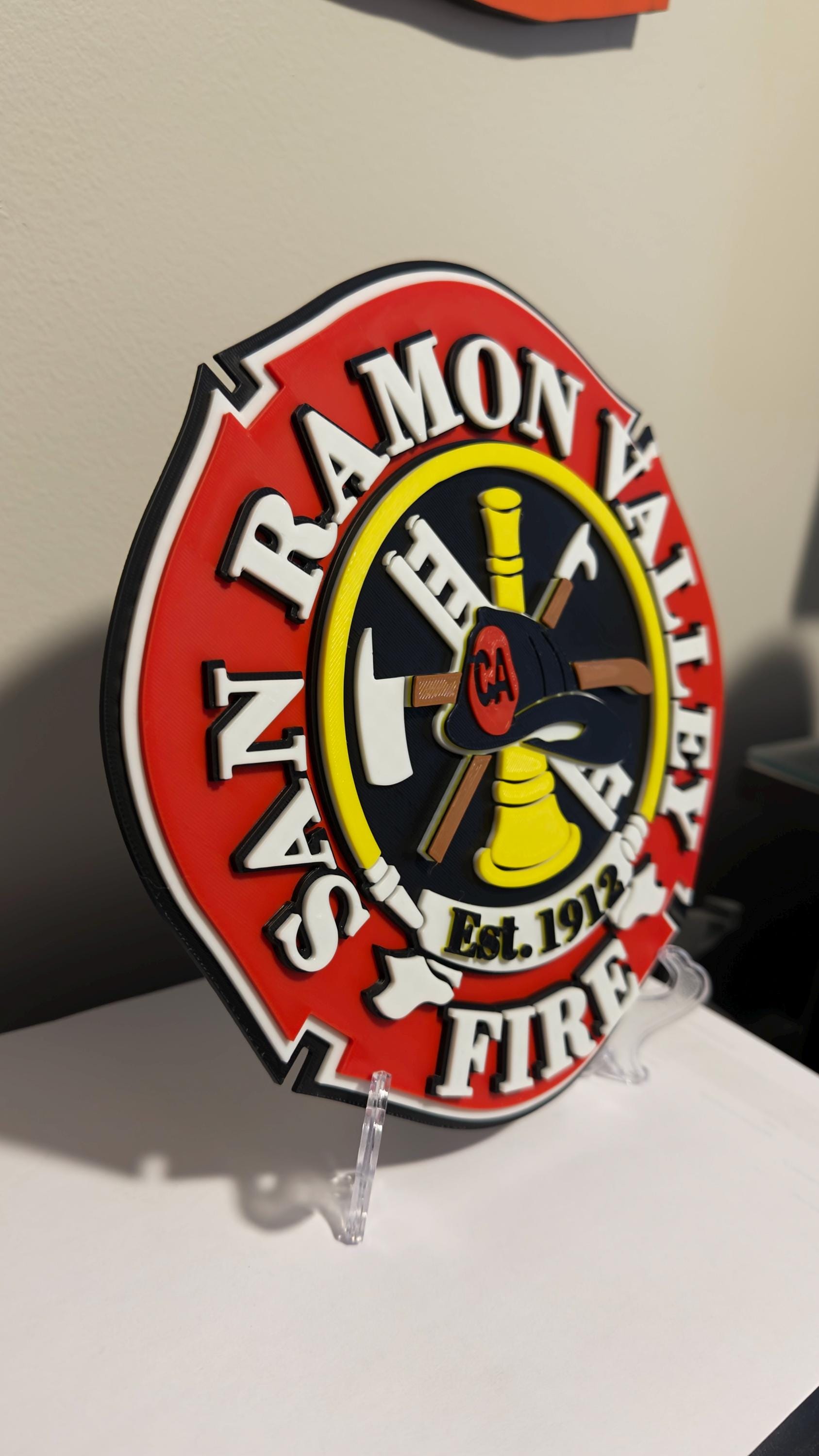 San Ramon Valley Fire Department 3D Embossed Plaque - First Responder Wall Art California