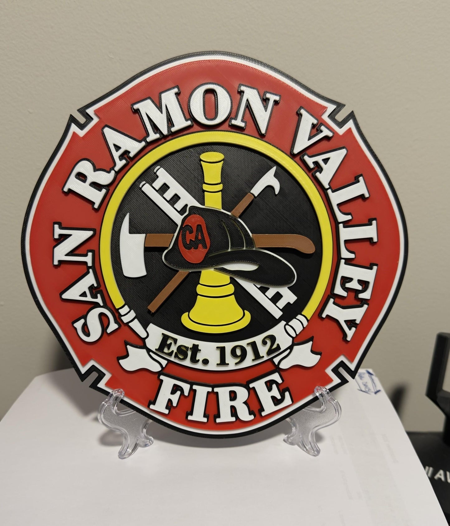 San Ramon Valley Fire Department 3D Embossed Plaque - First Responder Wall Art California