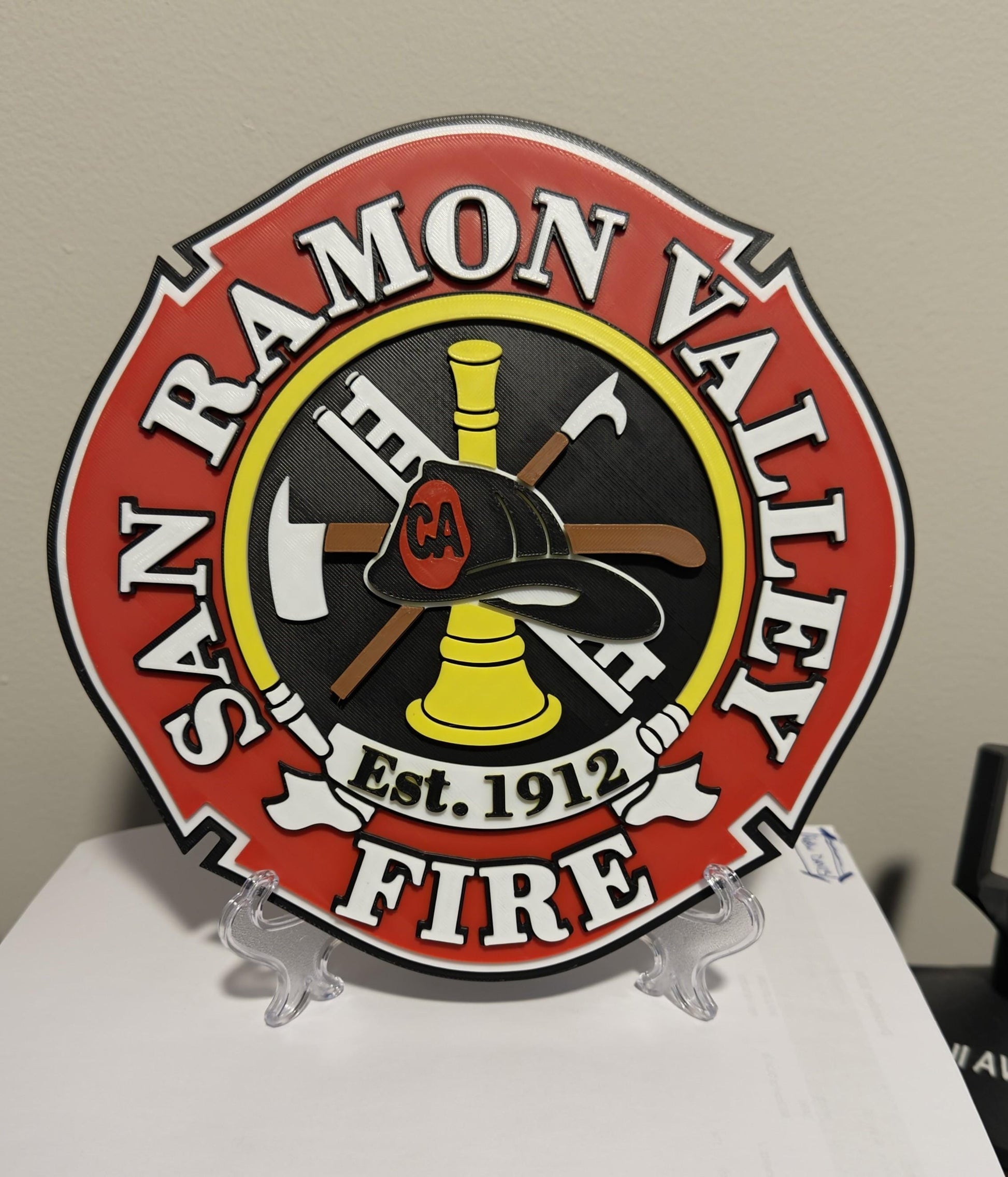 San Ramon Valley Fire Department 3D Embossed Plaque - First Responder Wall Art California