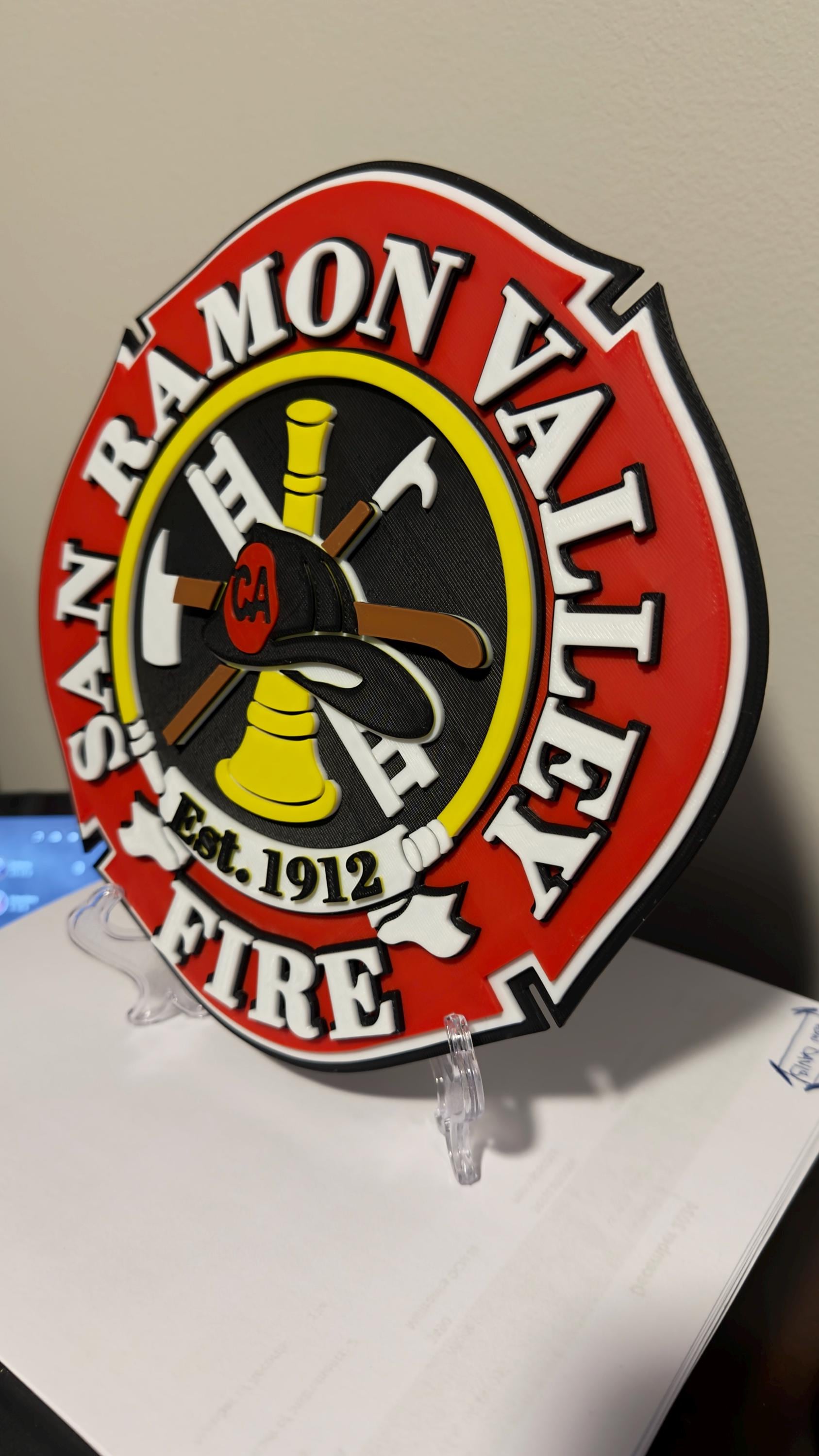 San Ramon Valley Fire Department 3D Embossed Plaque - First Responder Wall Art California