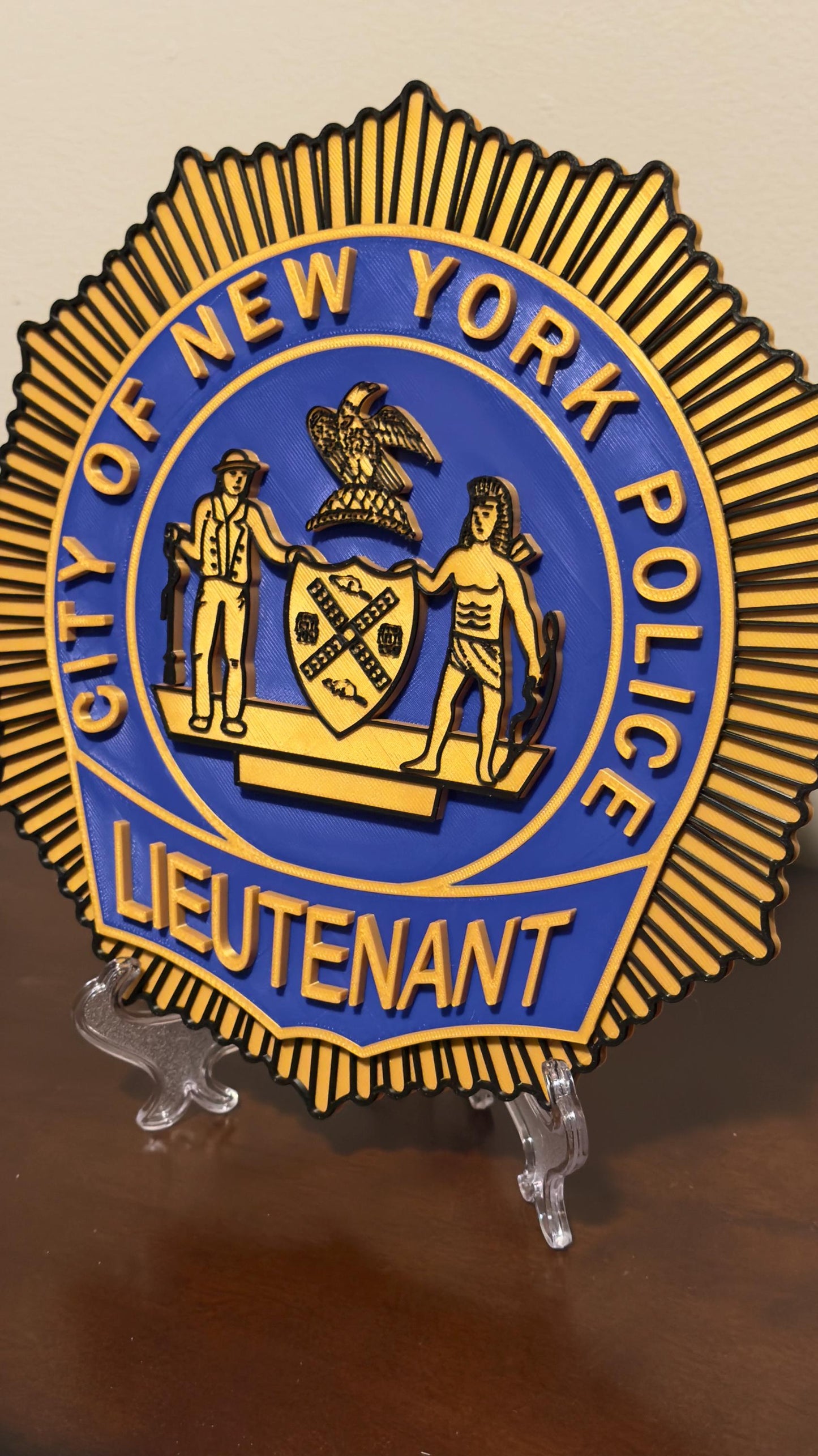 NYPD Lieutenant Shield: 3D Embossed NYC Police Plaque
