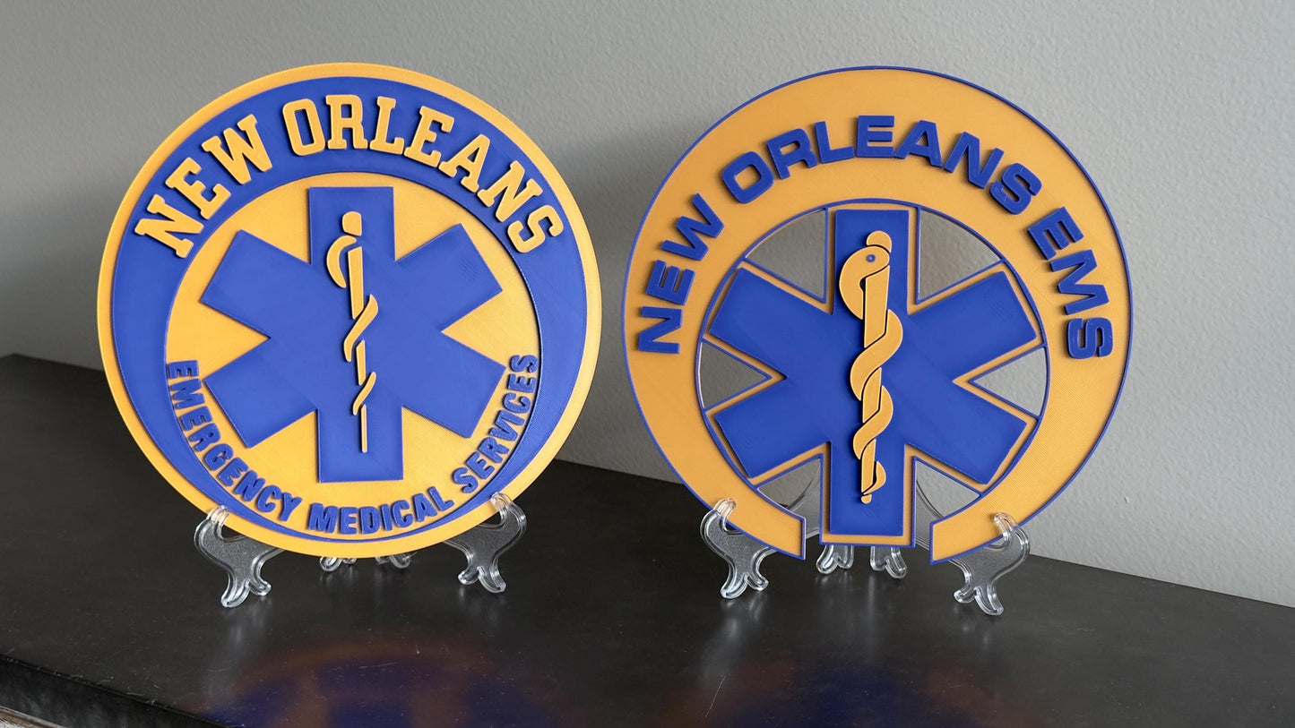 New Orleans EMS 3D Embossed Plaque: First Responder Wall Art Louisiana