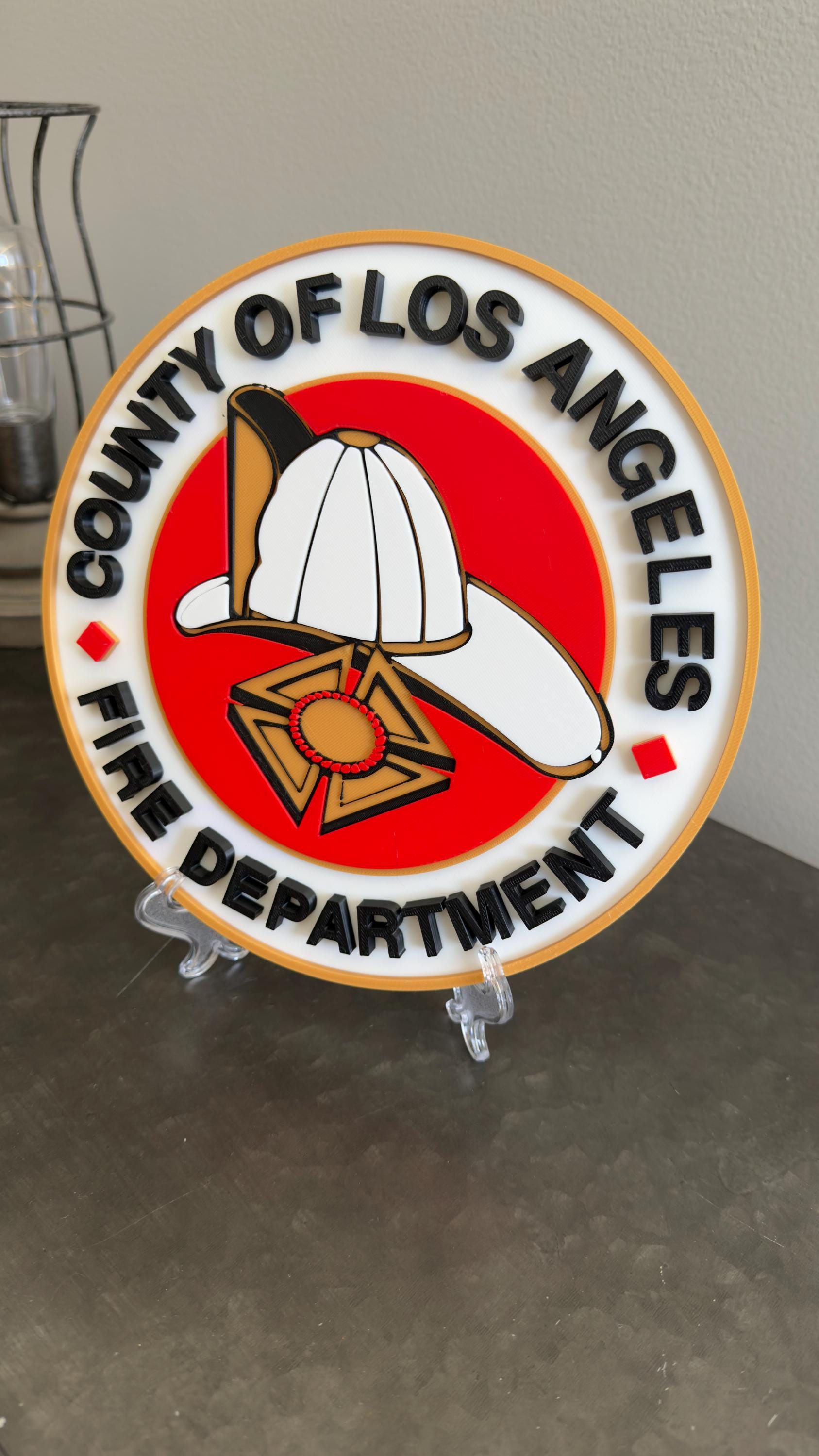 LA County Fire Department 3D Embossed Plaque: First Responder Wall Art California