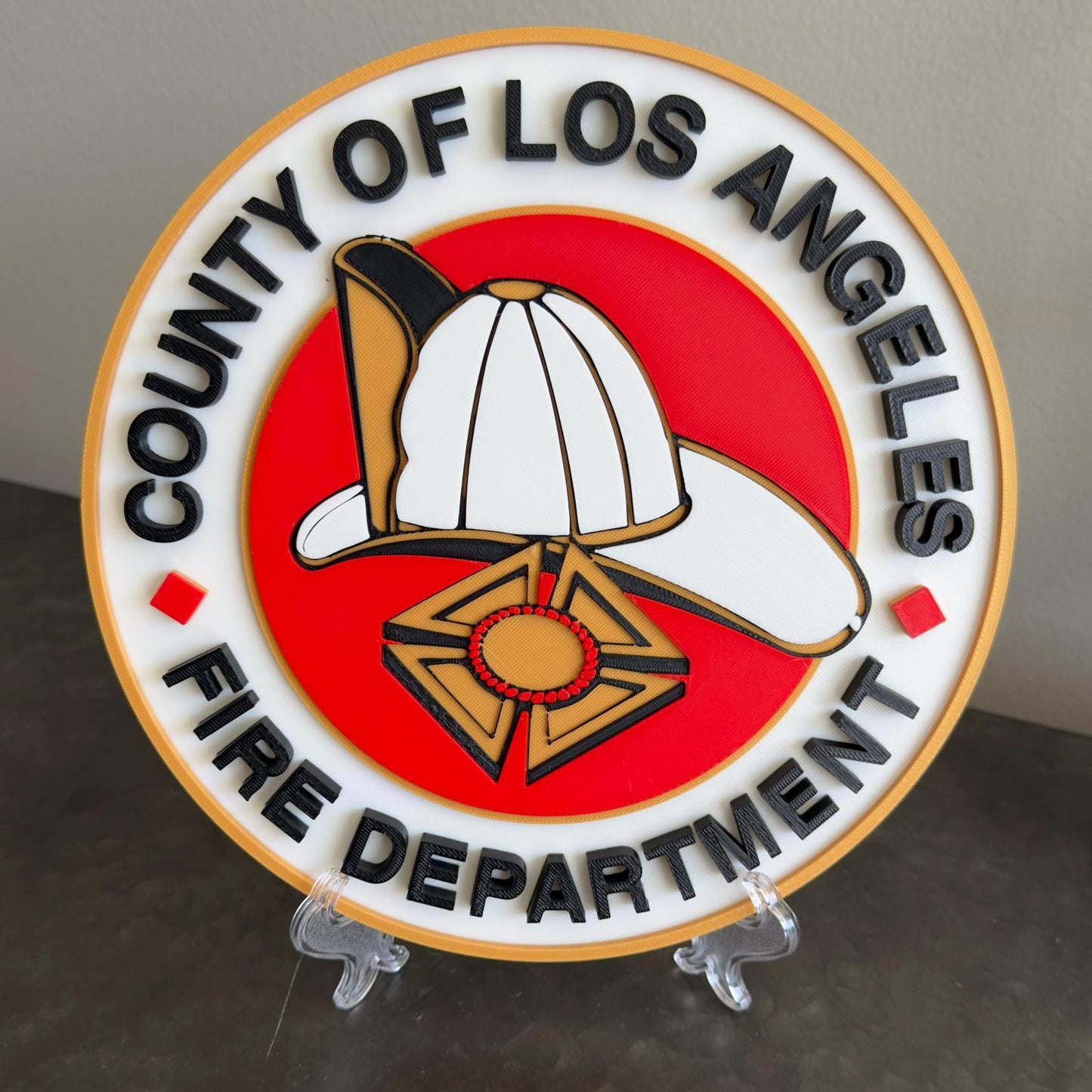 LA County Fire Department 3D Embossed Plaque: First Responder Wall Art California