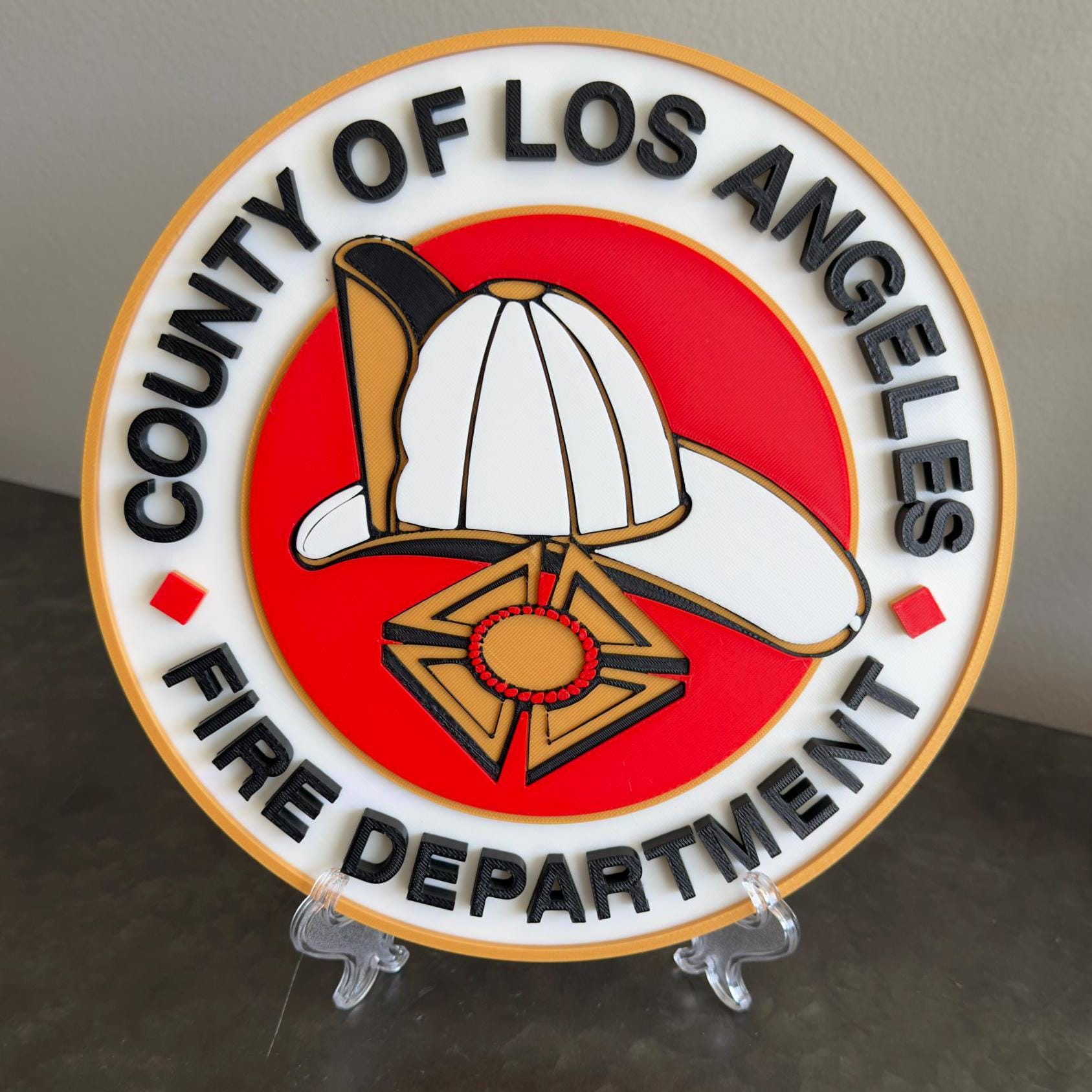 LA County Fire Department 3D Embossed Plaque: First Responder Wall Art California
