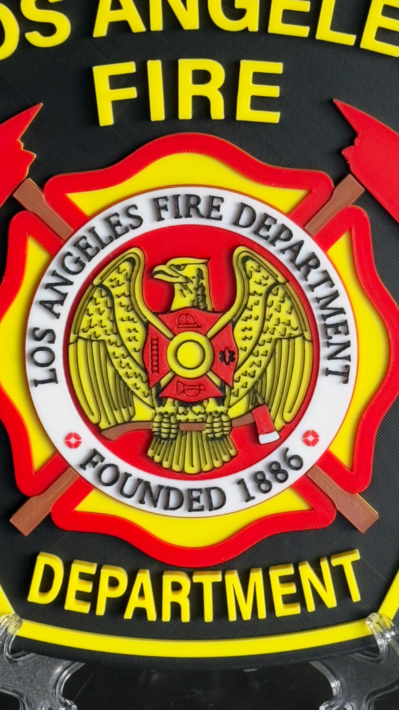 LA Fire Department 3D Embossed Plaque: First Responder Wall Art California
