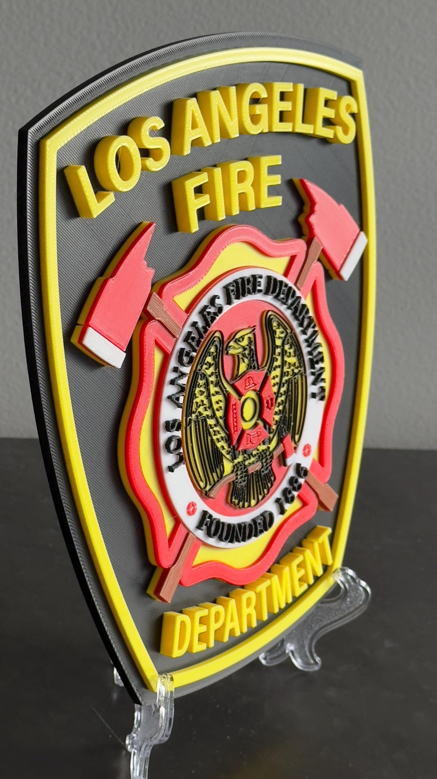 LA Fire Department 3D Embossed Plaque: First Responder Wall Art California