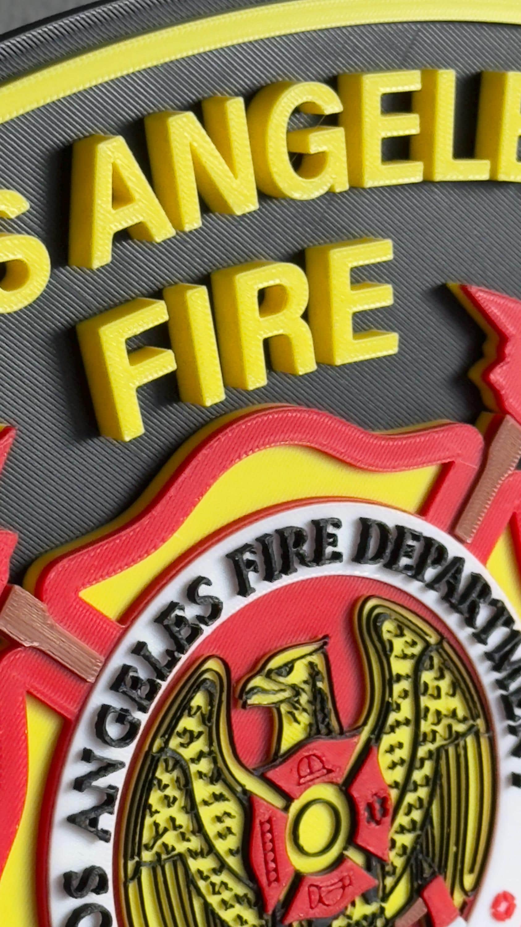 LA Fire Department 3D Embossed Plaque: First Responder Wall Art California