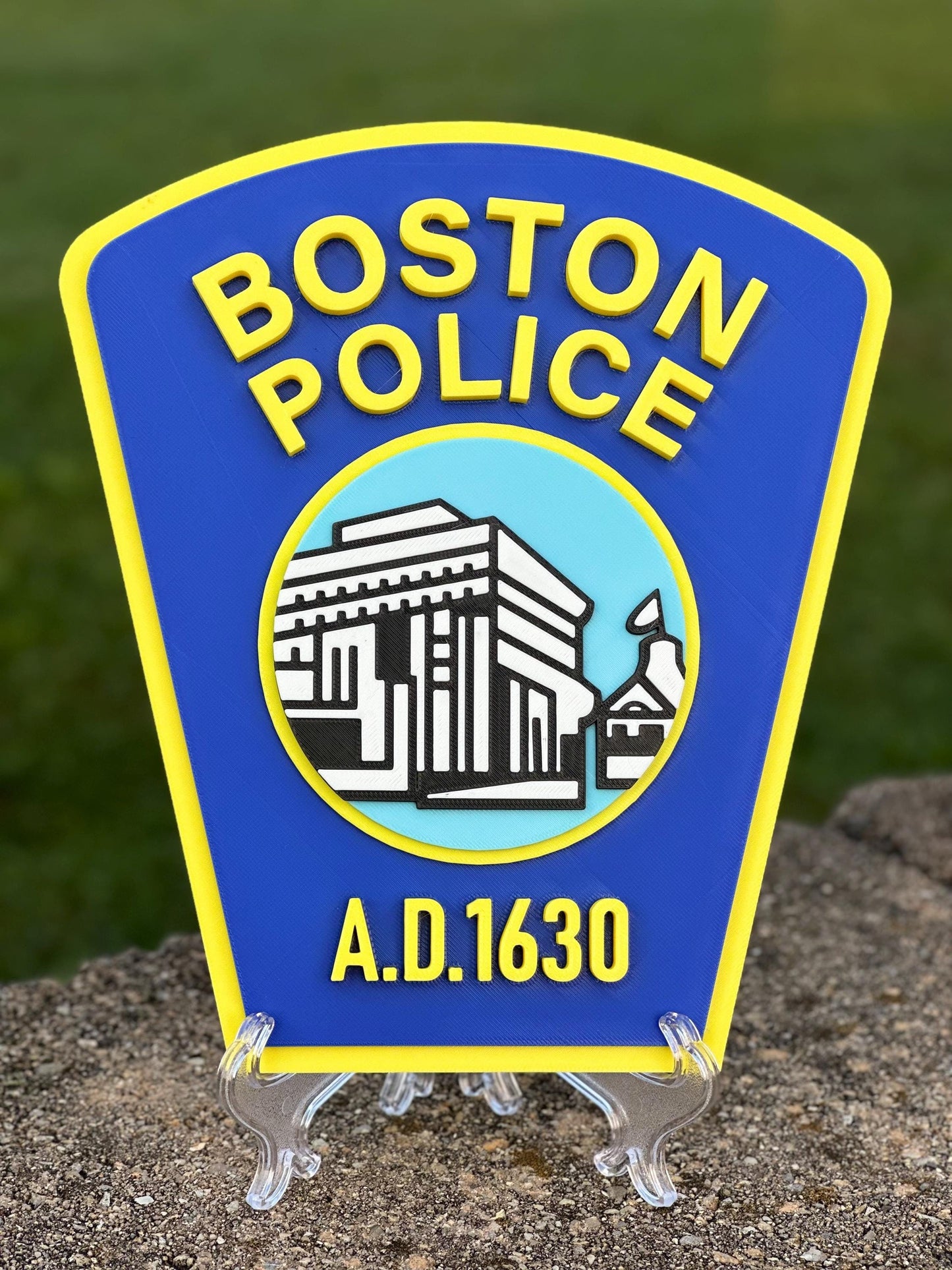 Boston Police Plaque: 3D Embossed Wall Art - First Responder Tribute Massachusetts
