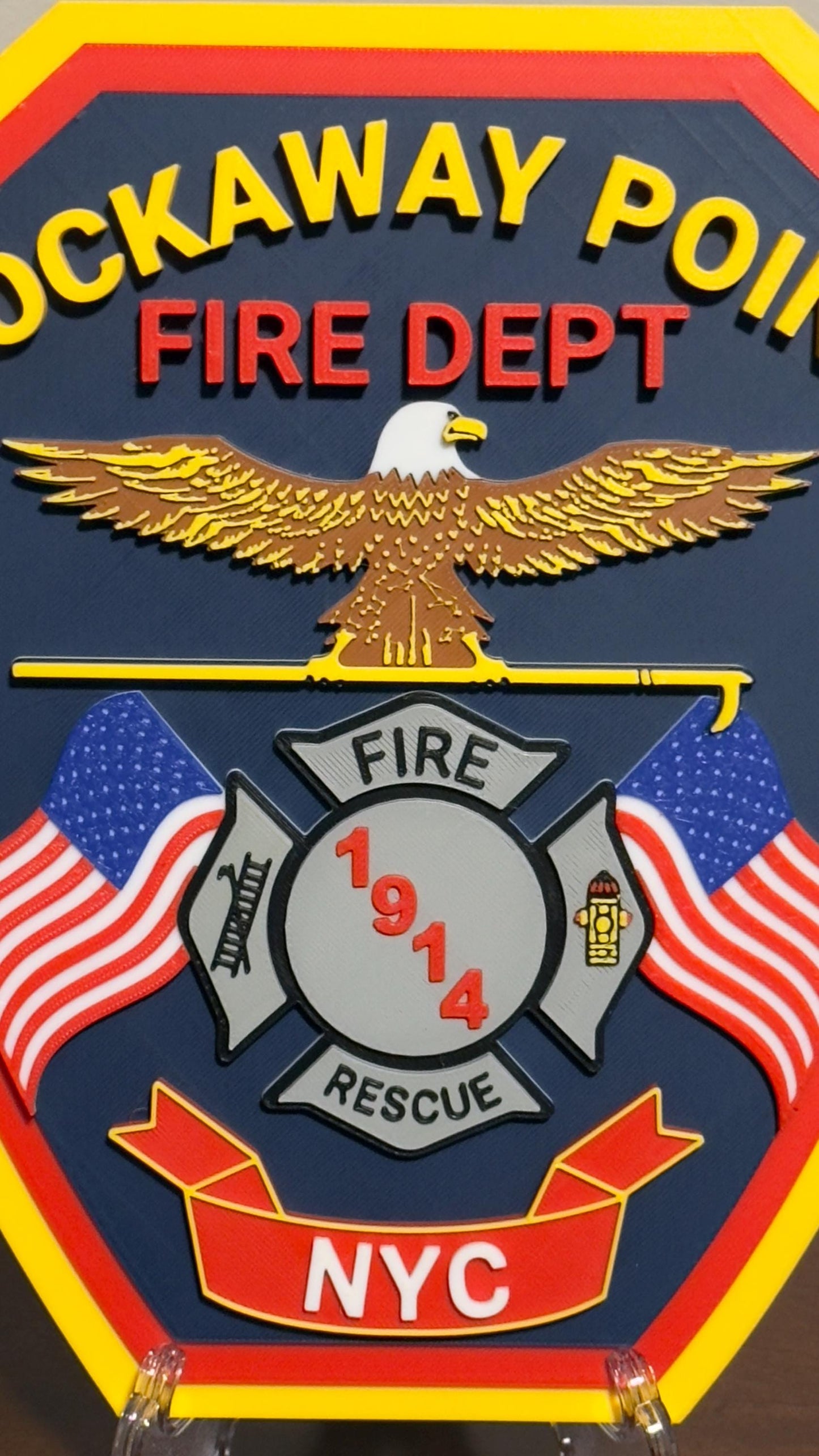 Rockaway Point Fire Department 3D Plaque: First Responder Wall Art