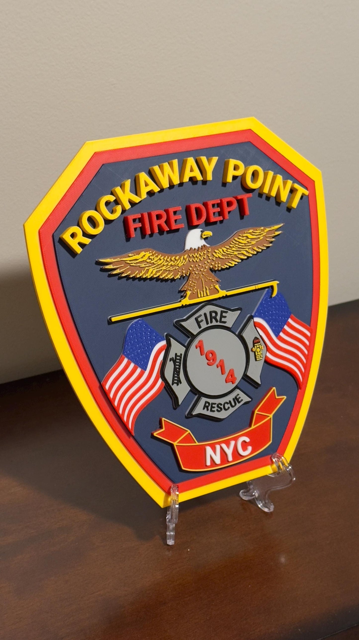 Rockaway Point Fire Department 3D Plaque: First Responder Wall Art