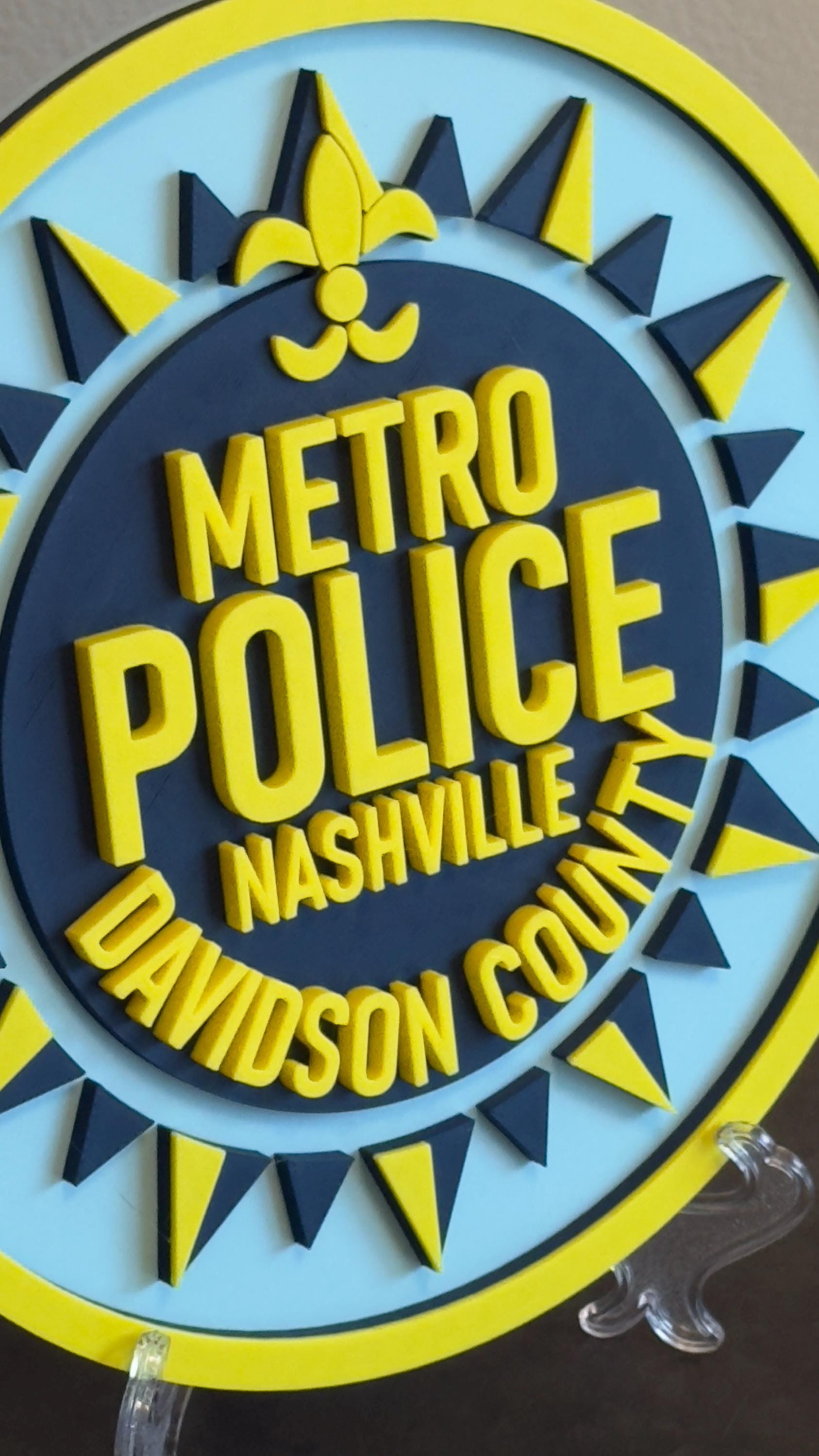 Nashville Metro Police 3D Embossed Plaque: First Responder Wall Art Tennessee