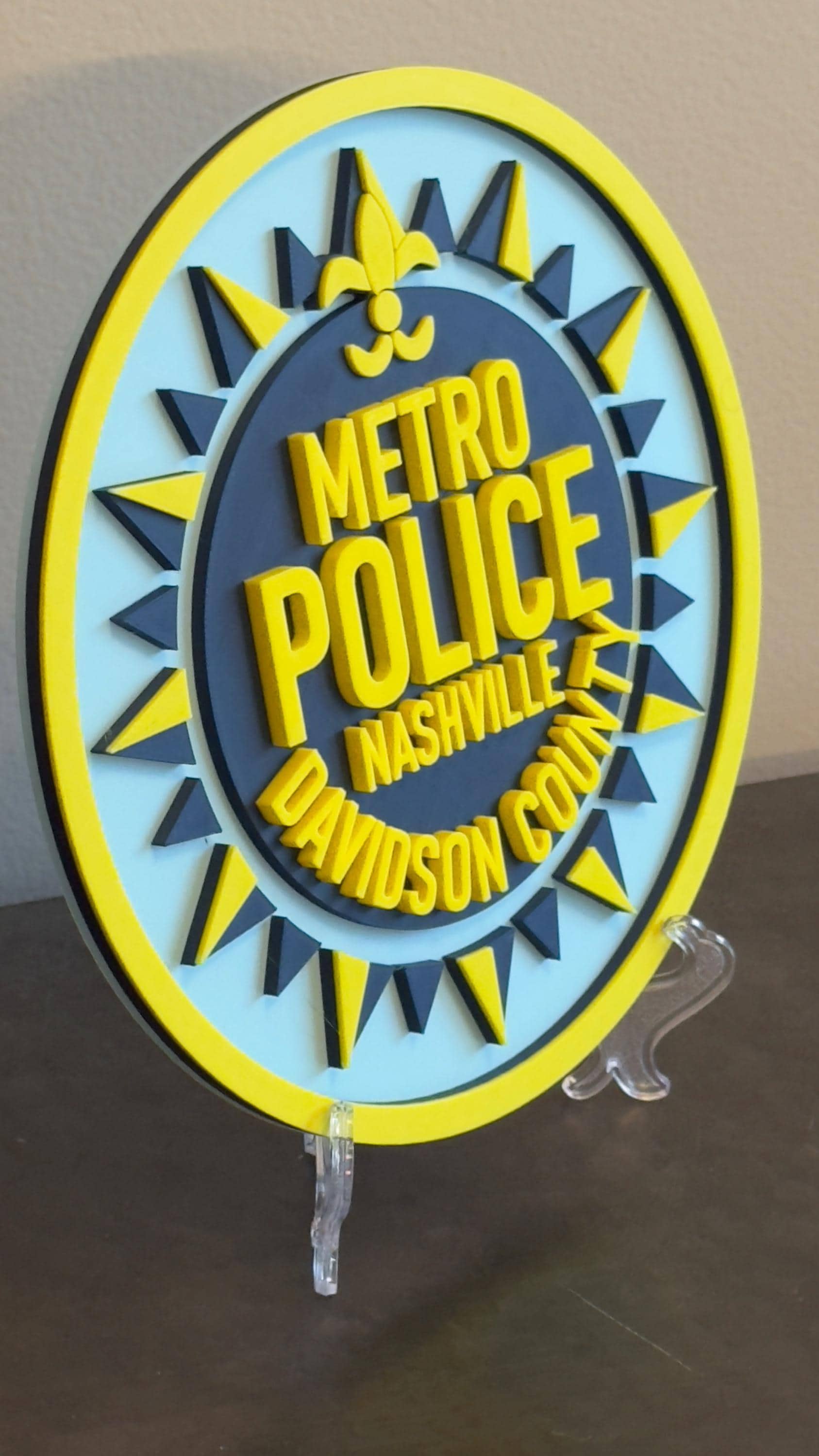 Nashville Metro Police 3D Embossed Plaque: First Responder Wall Art Tennessee